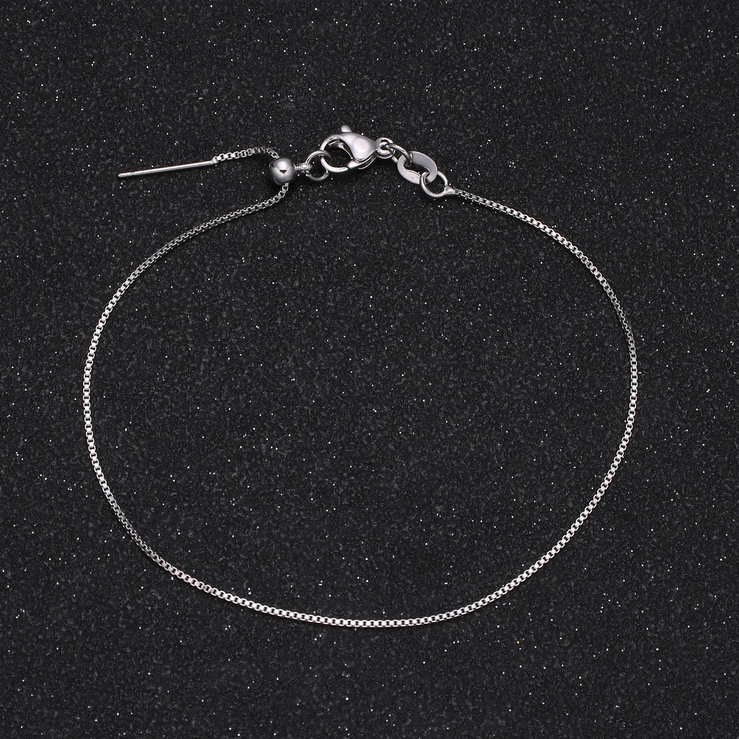 1x adjustable bracelet ready to wear 18k gold square box chain bracelet dainty box chain for jewelry making with pendant charm l-206
