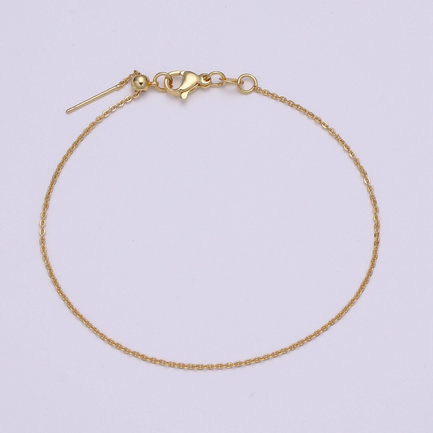 1x adjustable cable chain necklace dainty cable chain for jewelry making with pendant charm, l-202~l-205