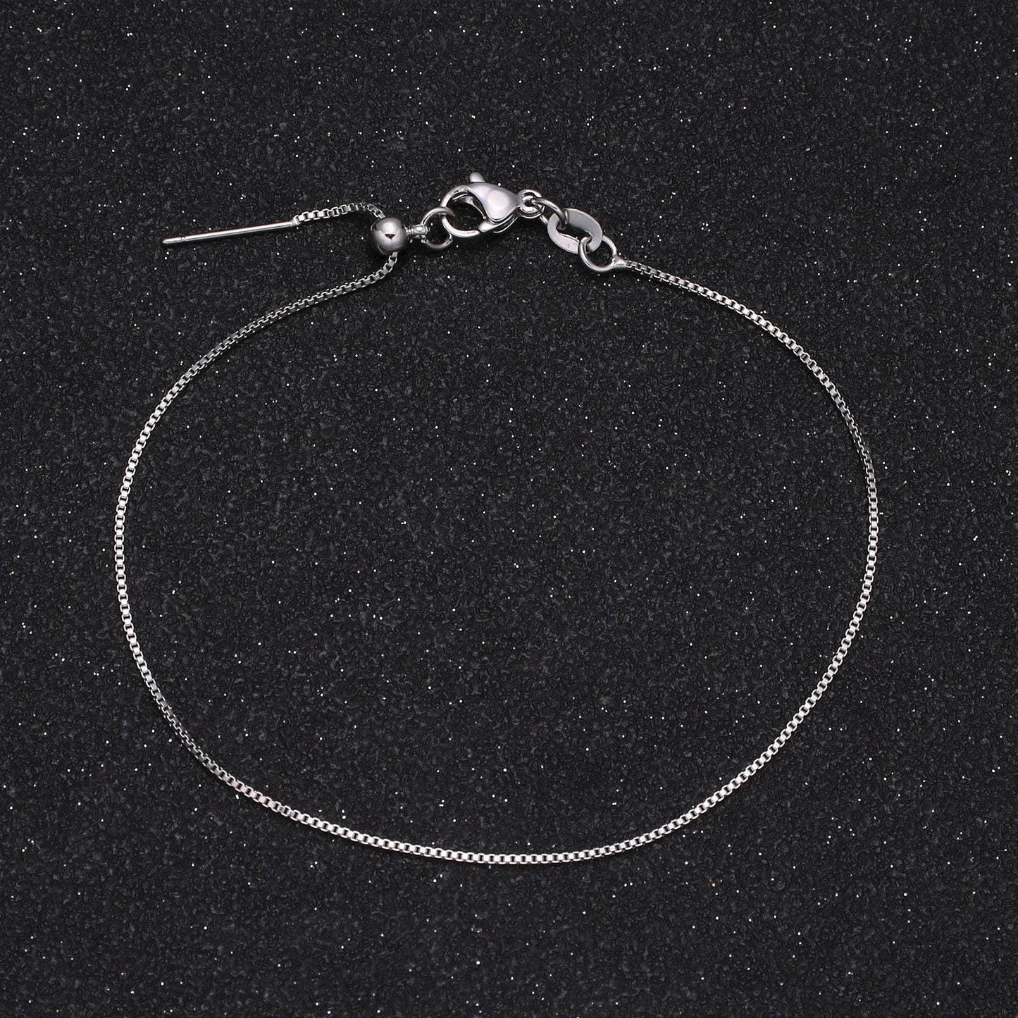 1x adjustable bracelet ready to wear 18k gold square box chain bracelet dainty box chain for jewelry making with pendant charm, l-206~l-209