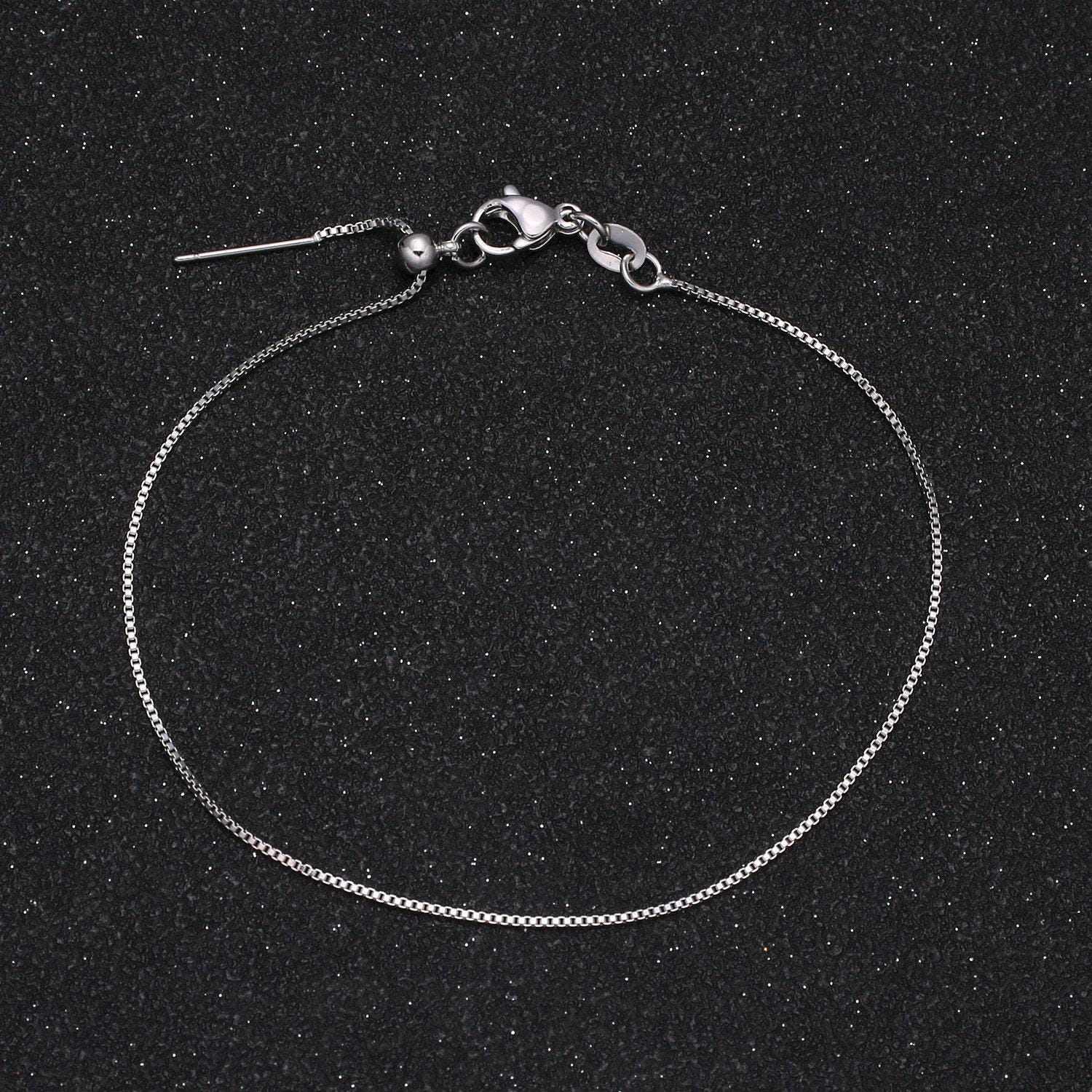 1x adjustable bracelet ready to wear 18k gold square box chain bracelet dainty box chain for jewelry making with pendant charm, l-206~l-209