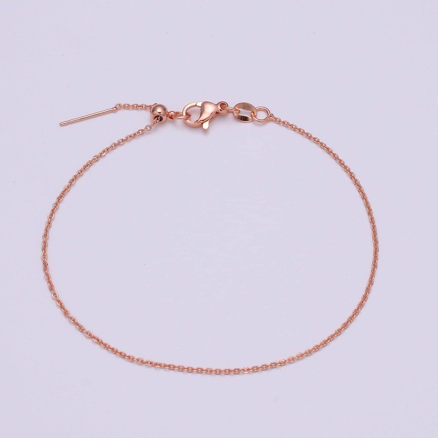 1x adjustable cable chain necklace dainty cable chain for jewelry making with pendant charm, l-202~l-205