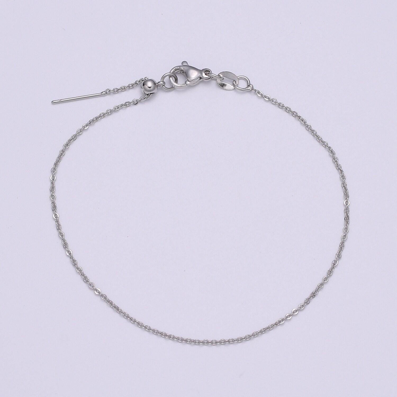 1x adjustable cable chain necklace dainty cable chain for jewelry making with pendant charm, l-202~l-205