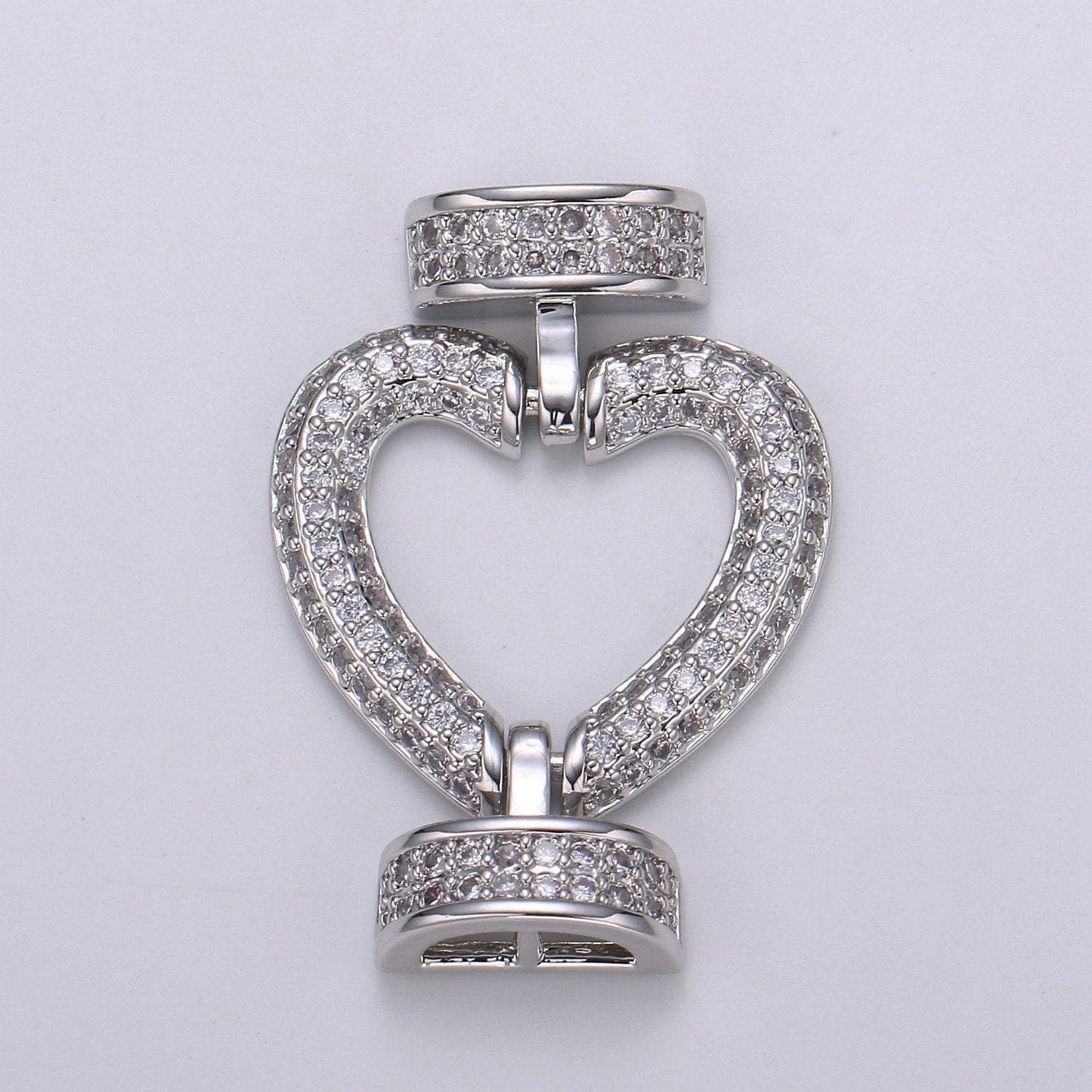 Cz micro pave clasp heart connector, interlock micro pave clasp fastener for bracelet necklace connector clasp supp 1126