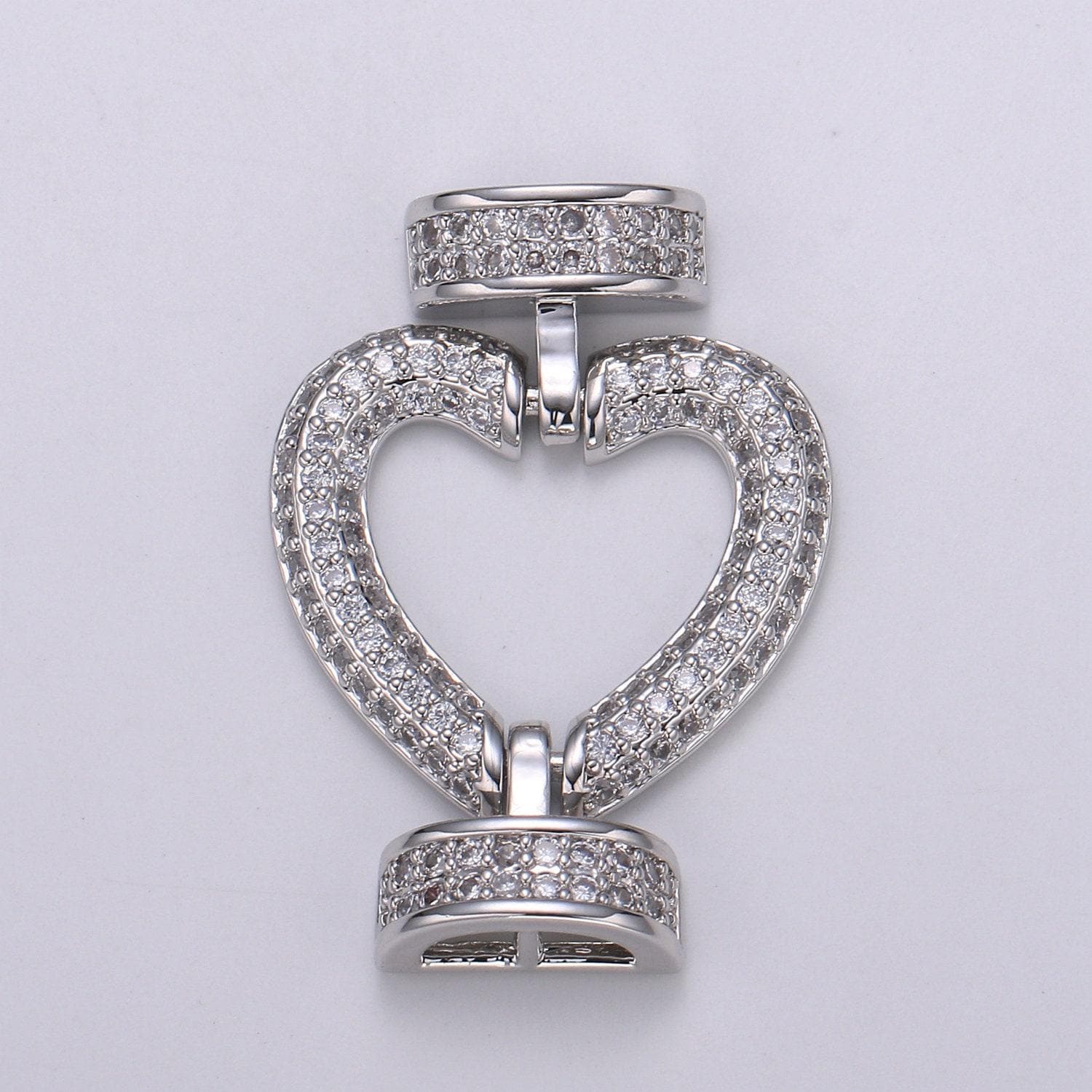 Cz micro pave clasp heart connector, interlock micro pave clasp fastener for bracelet necklace connector clasp supp 1126