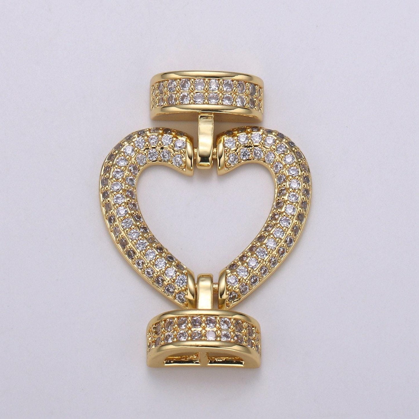 Cz micro pave clasp heart connector, interlock micro pave clasp fastener for bracelet necklace connector clasp supp 1126