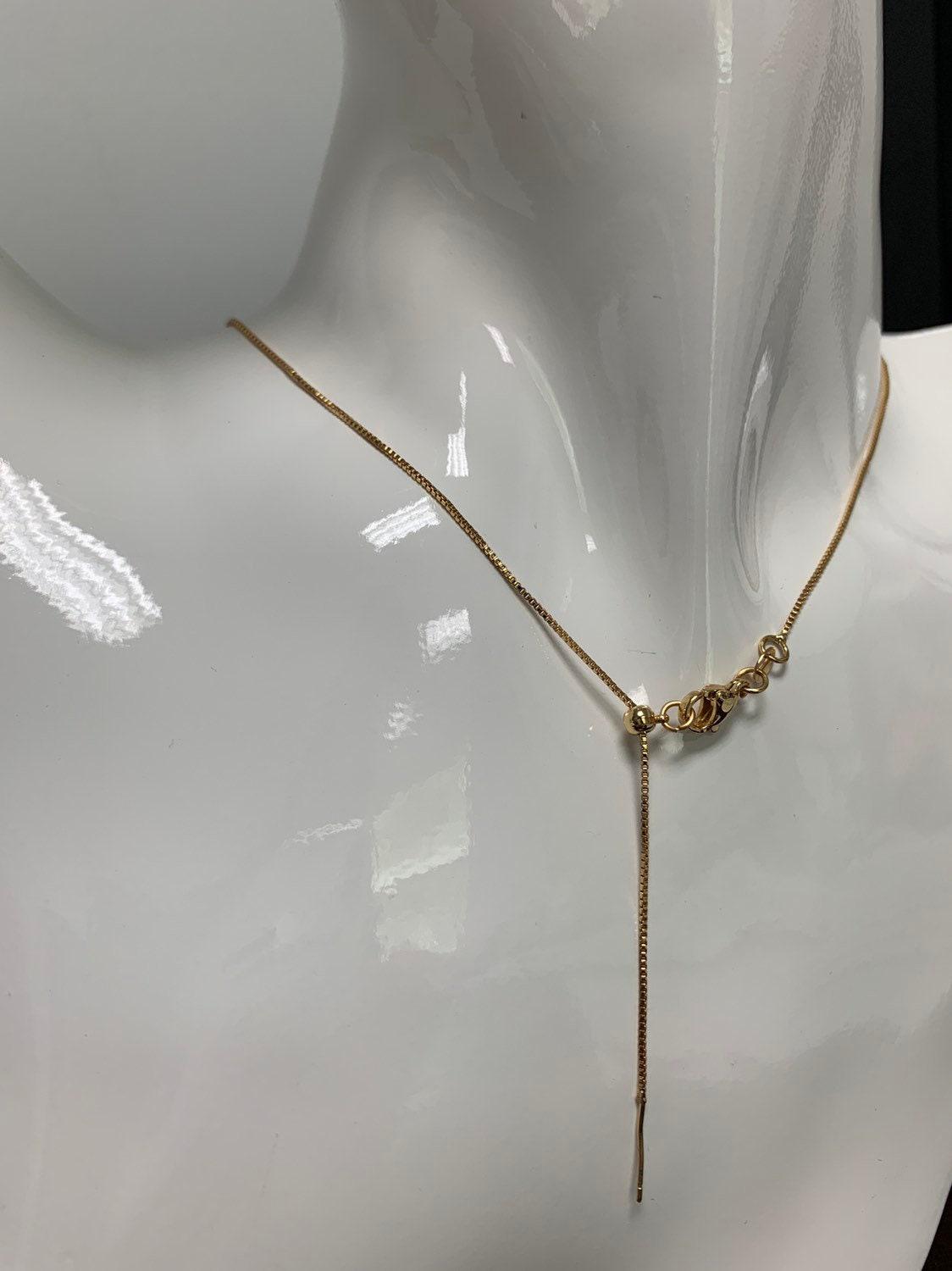 1x adjustable necklace ready to wear 18k gold square box chain bracelet dainty box chain for jewelry making with pendant charm, l-198~l-201