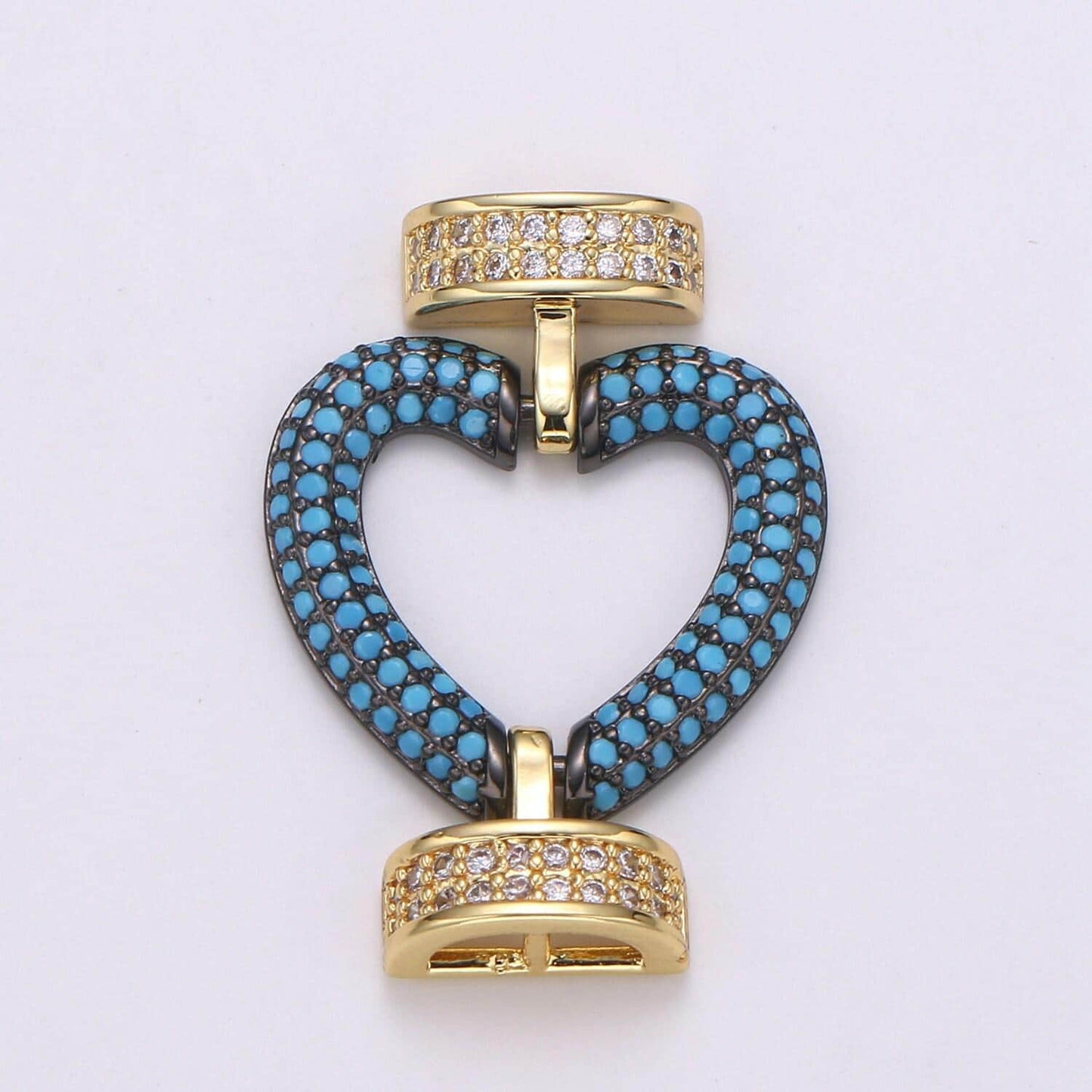 Cz micro pave clasp heart connector, interlock micro pave clasp fastener for bracelet necklace connector clasp supp 1126
