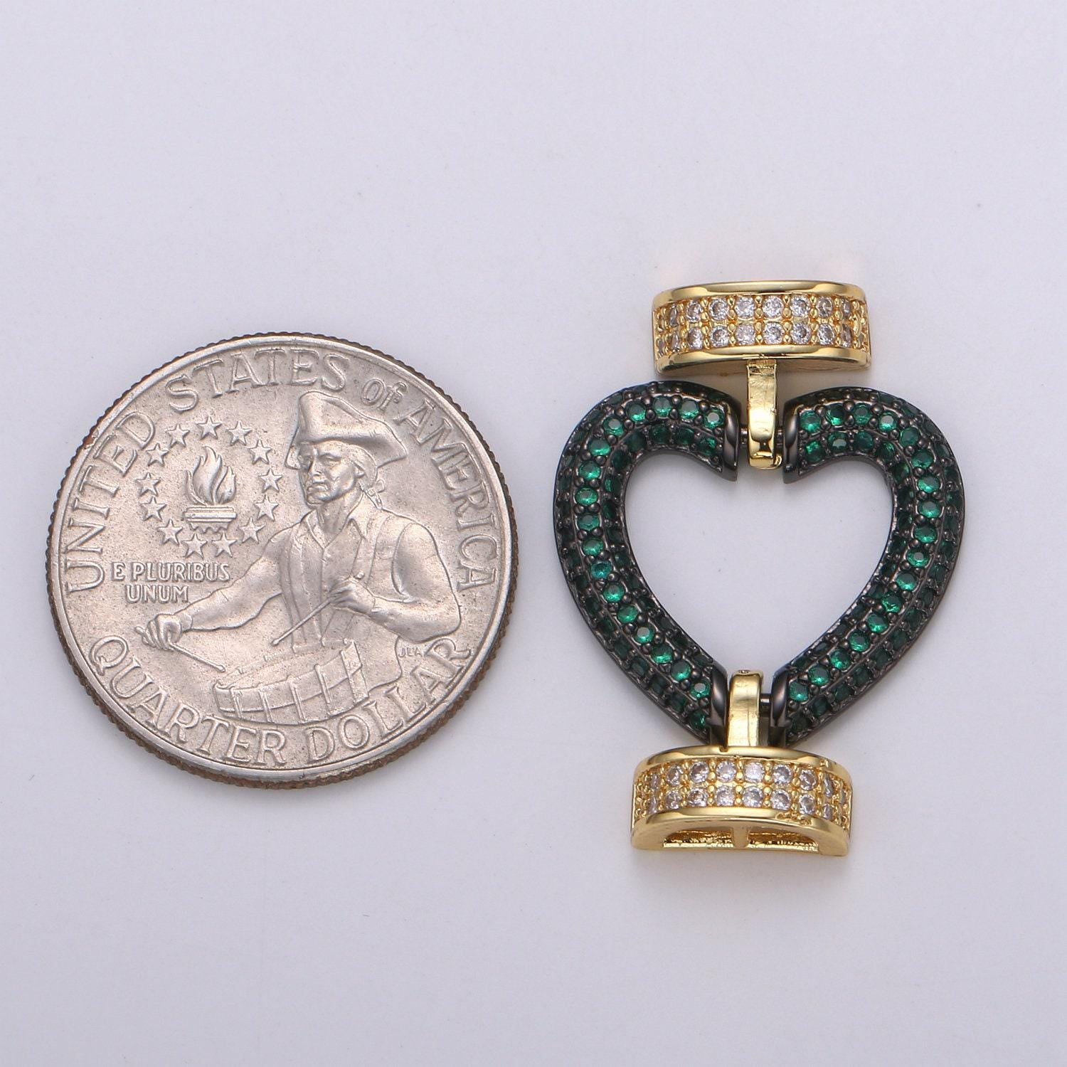 Cz micro pave clasp heart connector, interlock micro pave clasp fastener for bracelet necklace connector clasp supp 1126