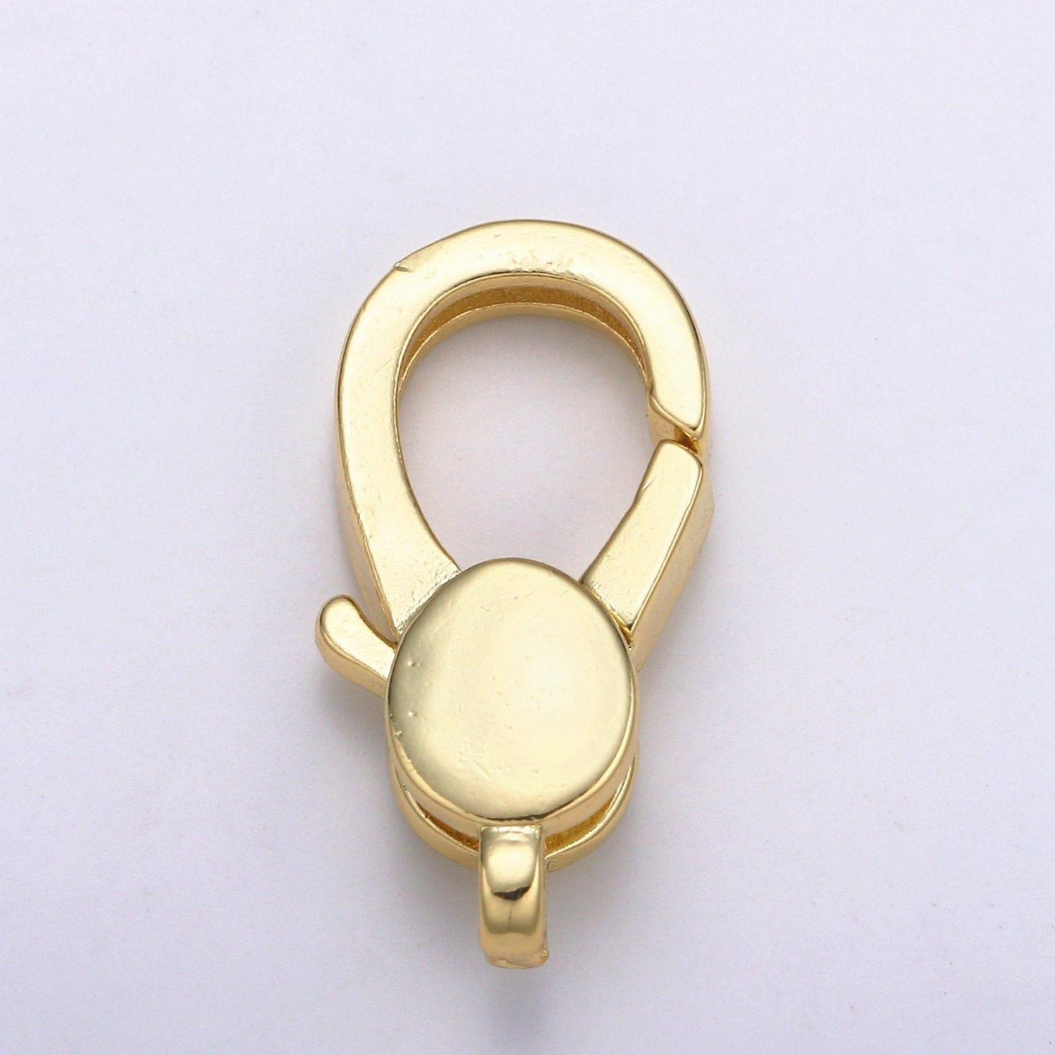 1pc wholesale lobster clasp 24k gold , oval lobster claw for jewelry making, size option 19.4mmx10.7mm, supp-1112