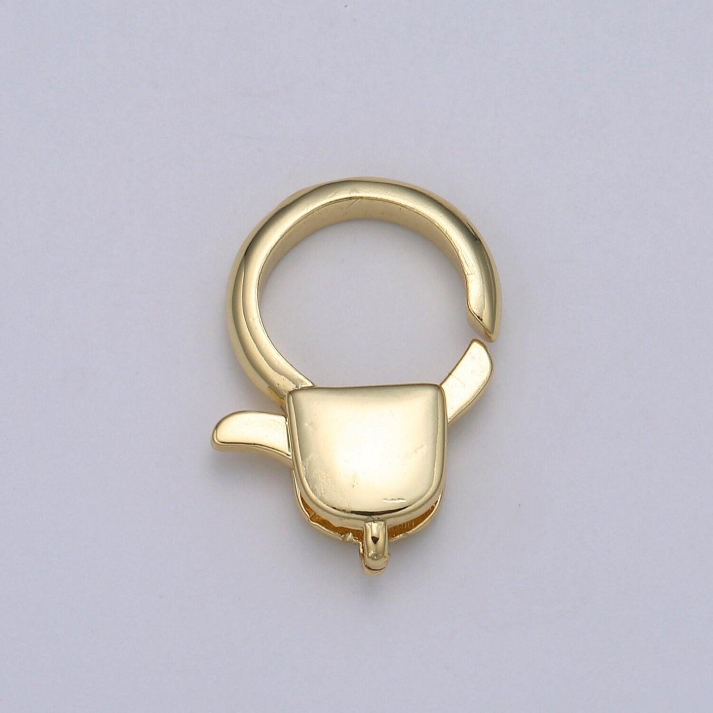 1pc wholesale lobster clasp 24k gold circle head lobster claw for jewelry making, size option 19.3mmx13.3mm, supp-1111