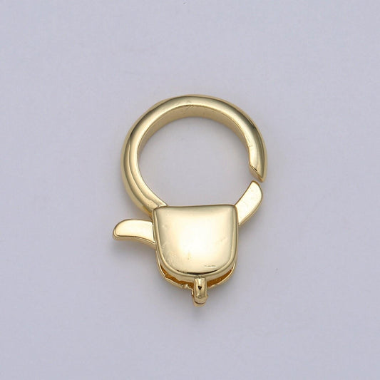 1pc wholesale lobster clasp 24k gold circle head lobster claw for jewelry making, size option 19.3mmx13.3mm, supp-1111