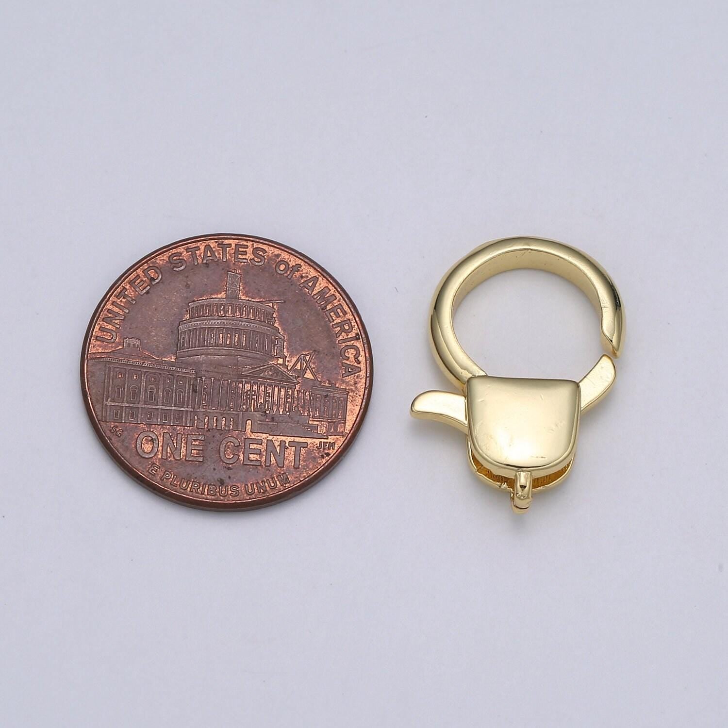 1pc wholesale lobster clasp 24k gold circle head lobster claw for jewelry making, size option 19.3mmx13.3mm, supp-1111
