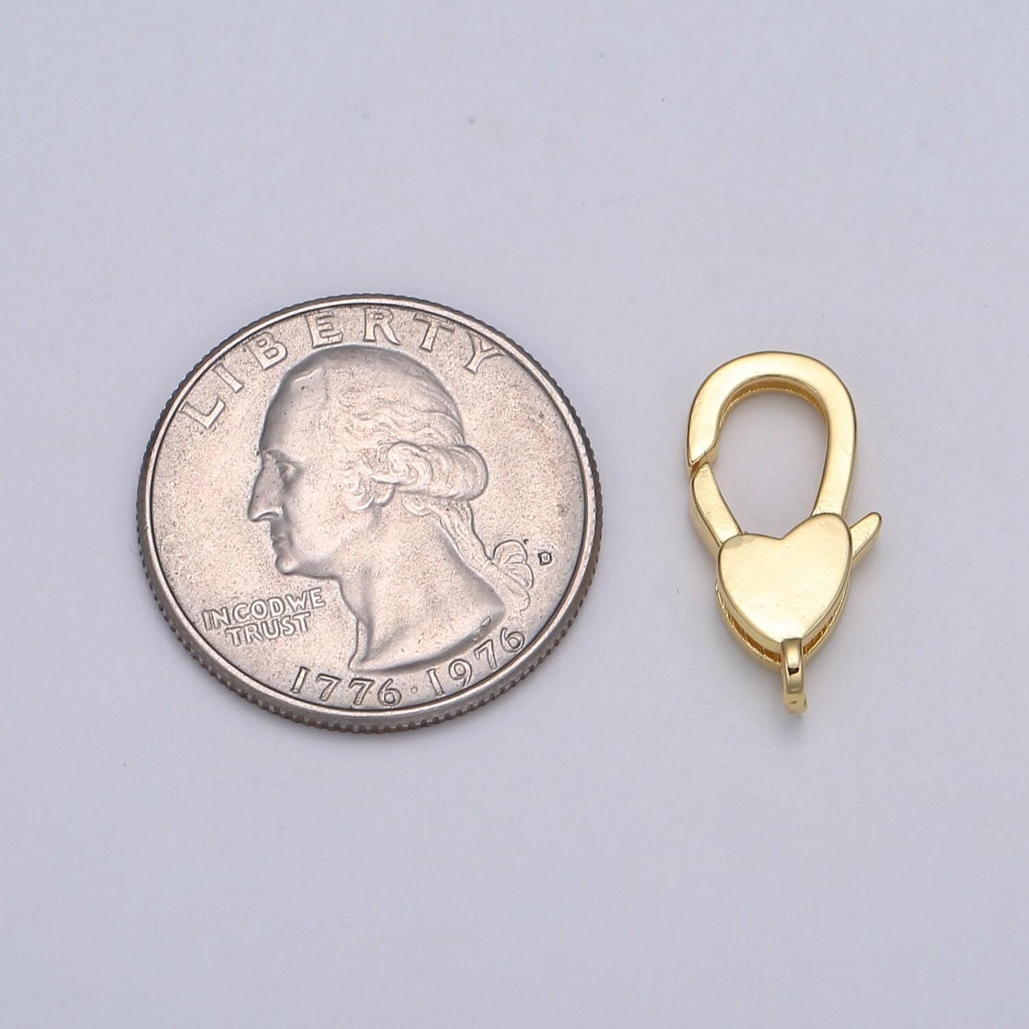 1pc wholesale lobster clasp 24k gold , heart lobster claw for jewelry making, size option 20.1mmx10.3mm, supp-1109