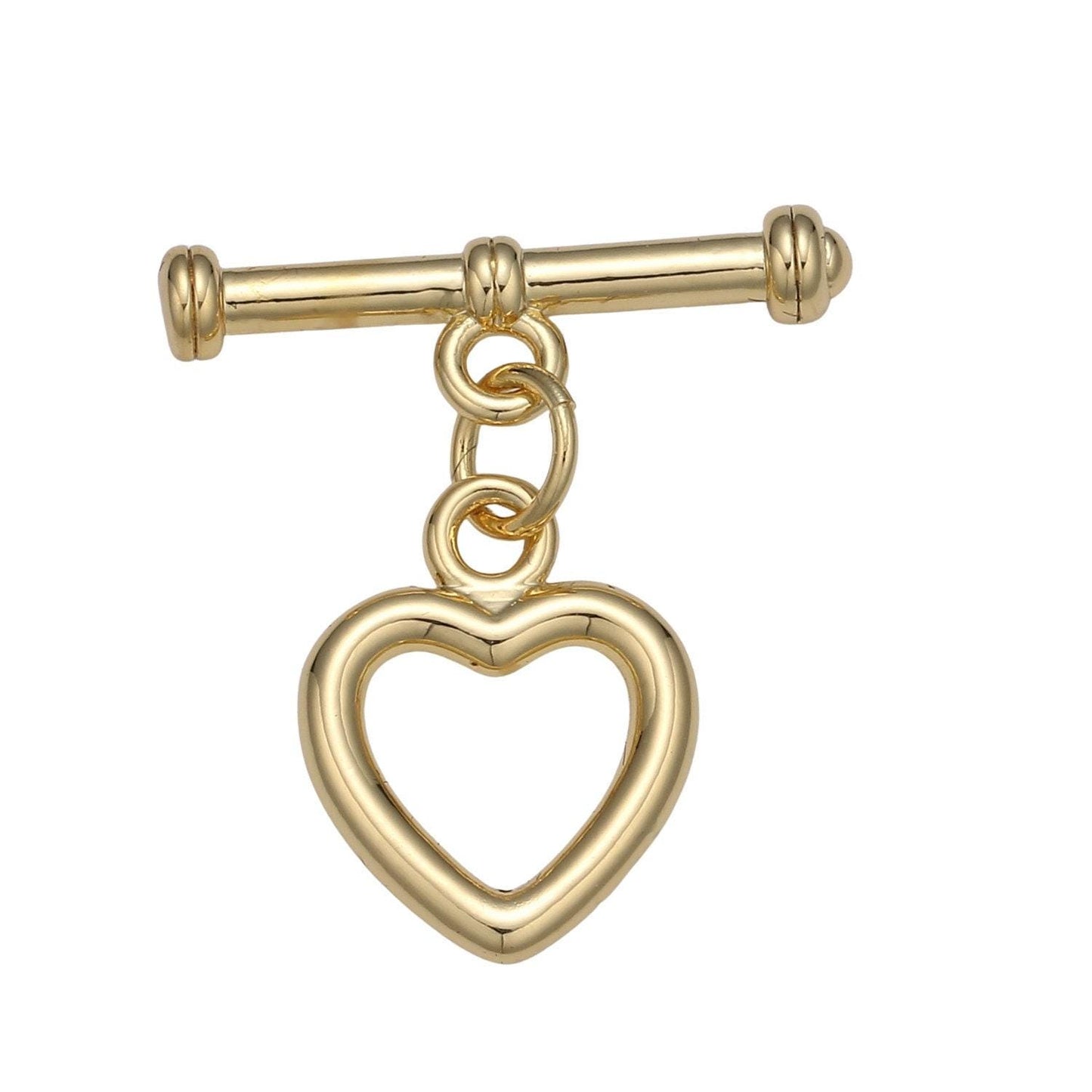 1 set 22x19.5mm shiny gold heart toggle clasp with jump ring-gold, for necklace, bracelet, diy jewelry making supp-1074