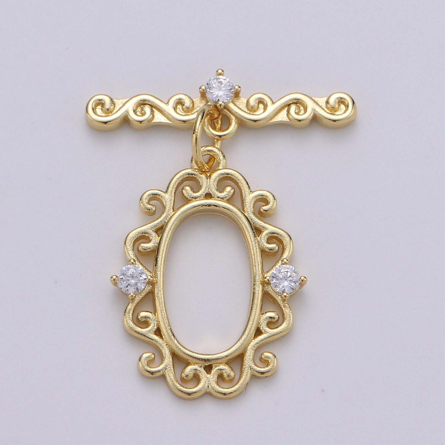 Victorian style gold toggle clasp rose gold , black, silver oval clasps fancy design ot clasp jewelry supply for bracelet necklace component