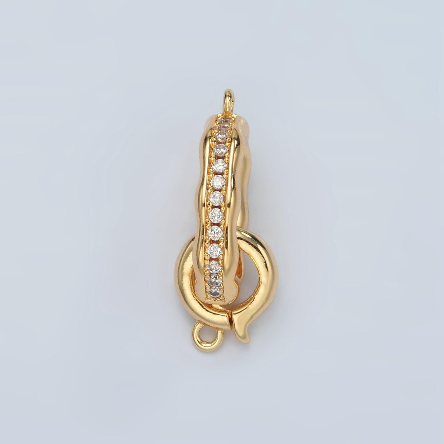 24k gold filled rustic cz link clasp lock connector spring push gate for diy jewelry finding necklace bracelet l002