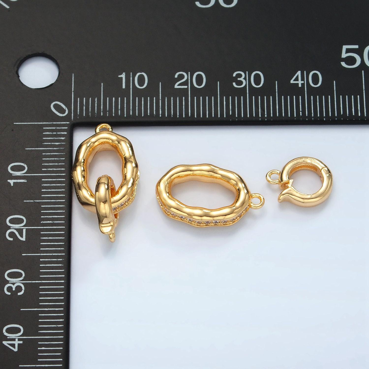 24k gold filled rustic cz link clasp lock connector spring push gate for diy jewelry finding necklace bracelet l002