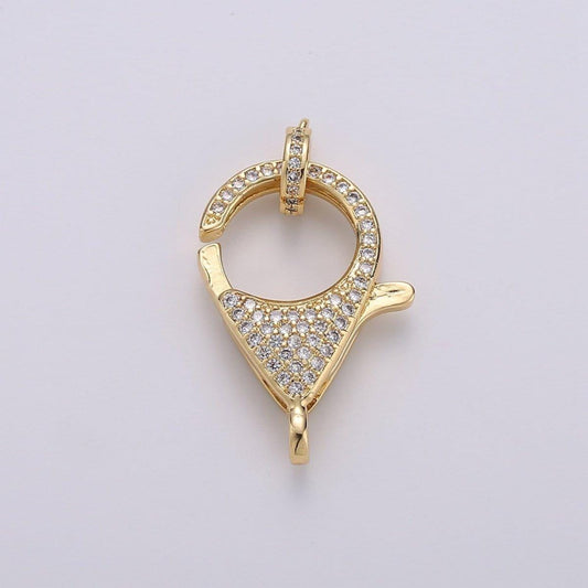 14k gold filled lobster clasp, cz clear micro pave lobster end clasp, cubic clasp enhancer, diy, jewelry making supply 10x20mm k-915
