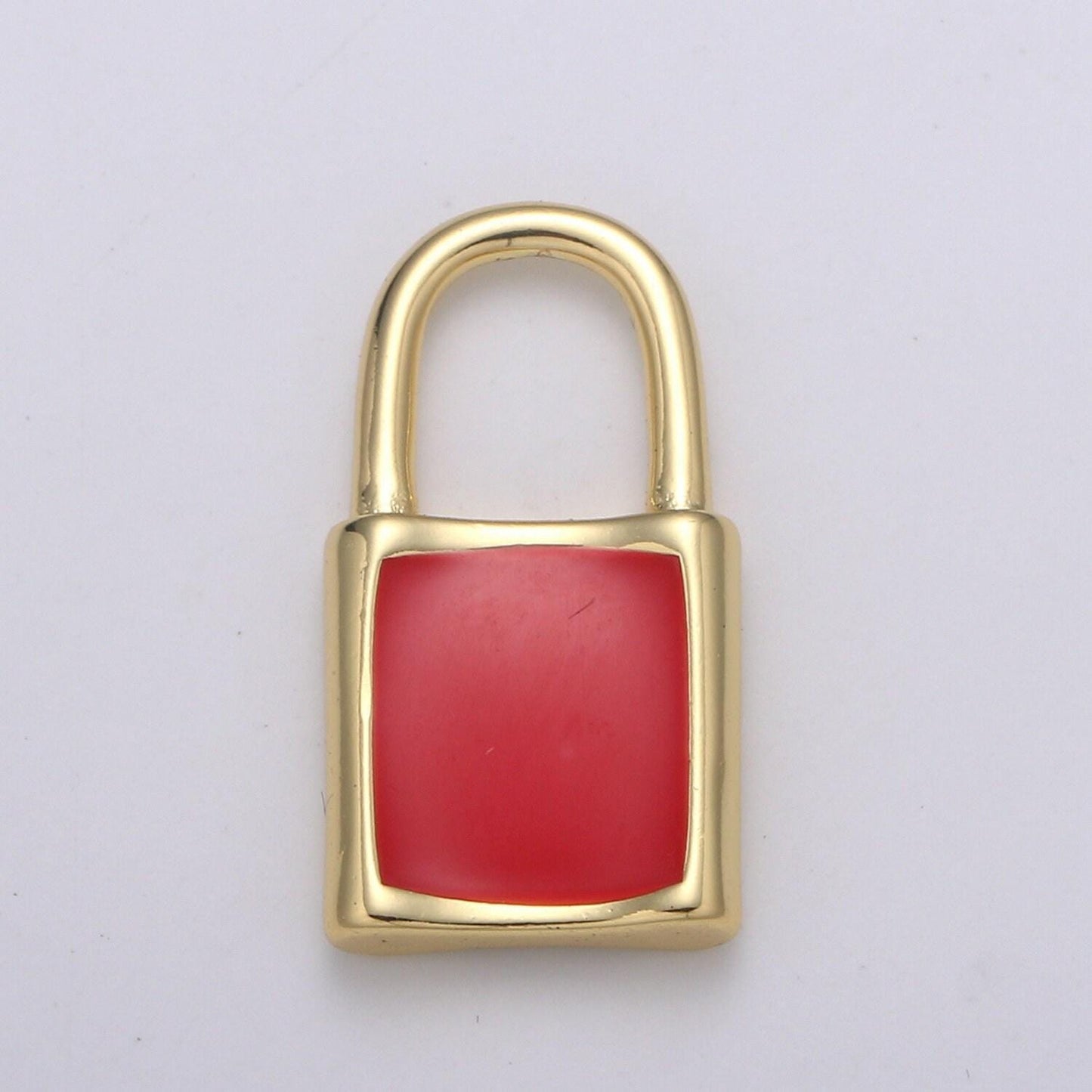 1 pc gold dainty padlock charm colorful enamel lock charm for necklace bracelet jewelry making green, white, red supp 1125