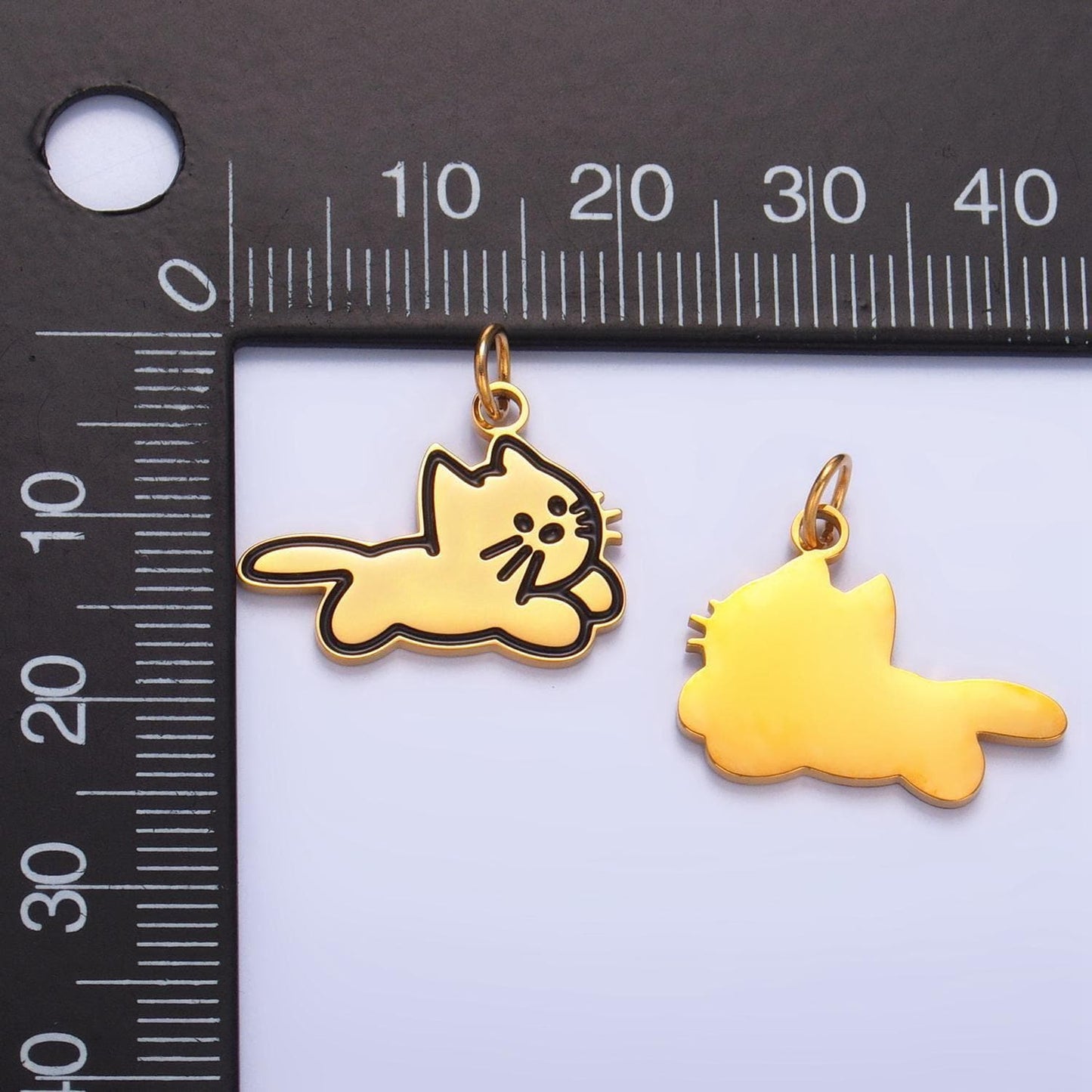 Dainty stainless steel cat charm cute kitten pendant kawaii charm bracelet necklace for diy jewelry making supply kids jewelry p1319