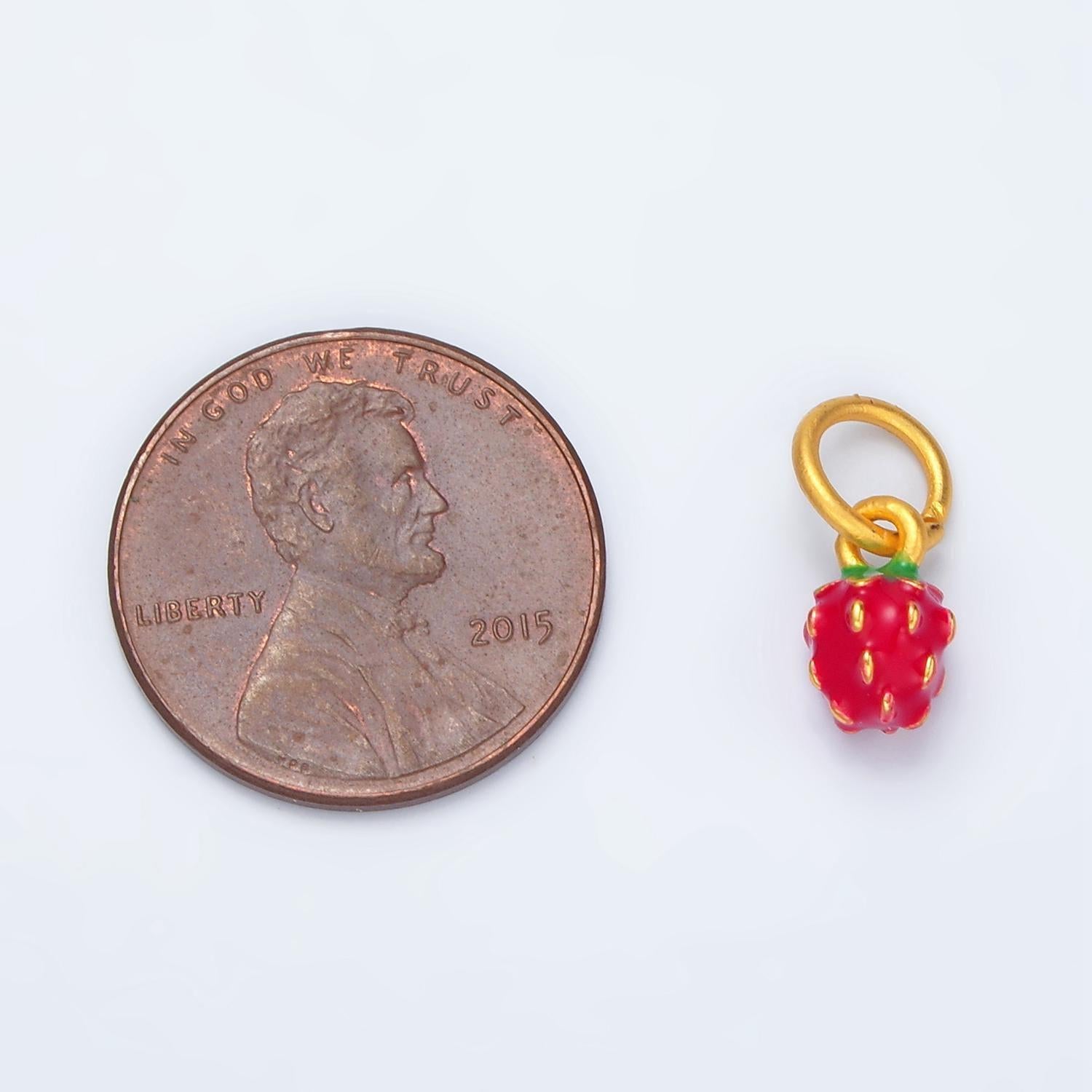 24k gold filled tiny bumpy strawberry fruit charm | m-264