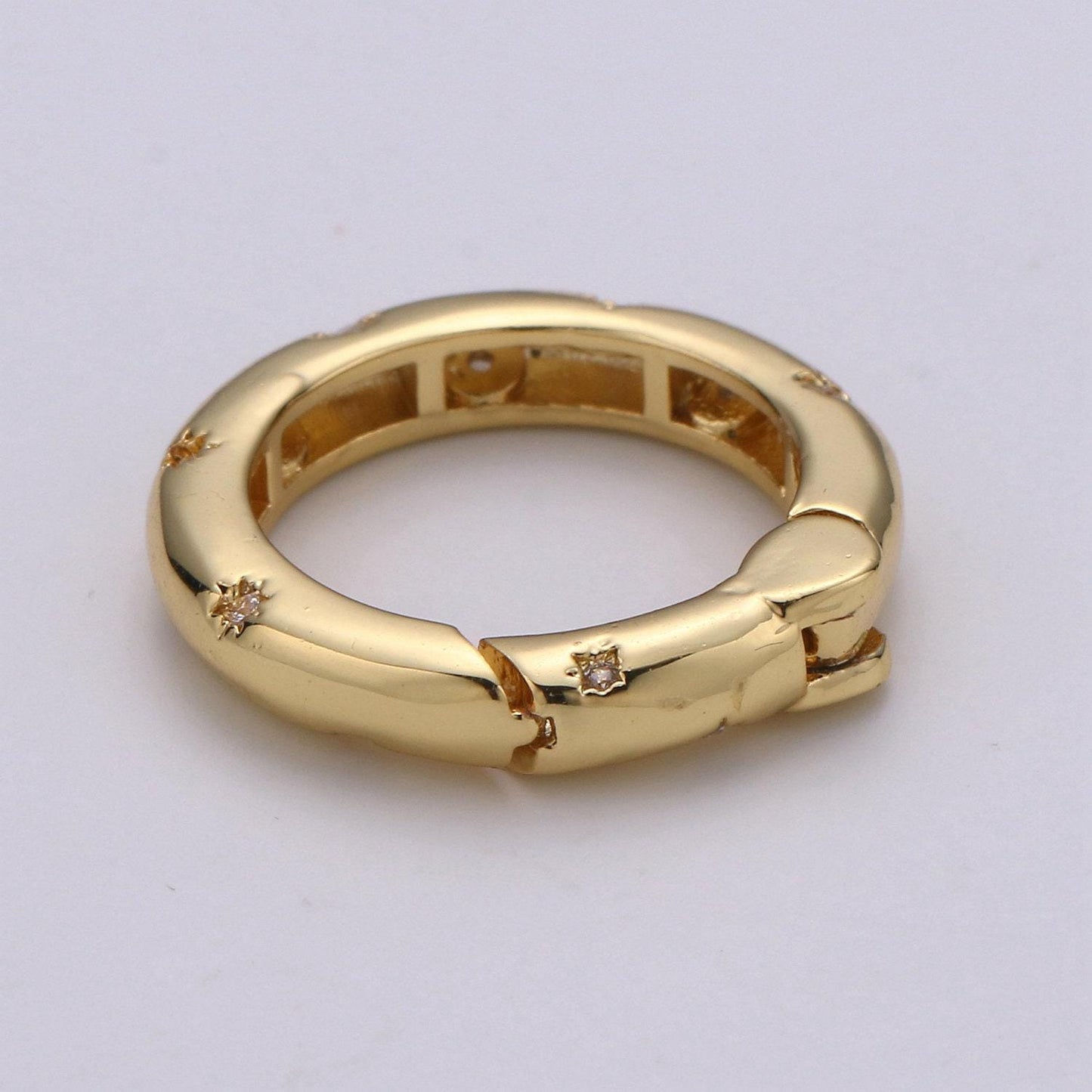 Cz gold spring gate, push gate ring, 20mm round ring charm holder rose gold black gun metal silver clasp for connector charm holder