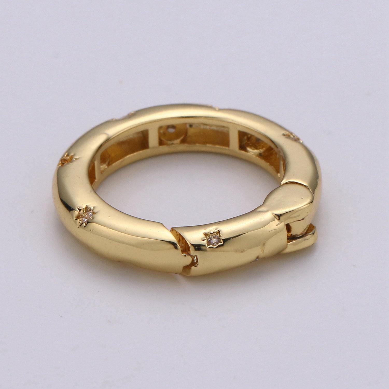 Cz gold spring gate, push gate ring, 20mm round ring charm holder rose gold black gun metal silver clasp for connector charm holder