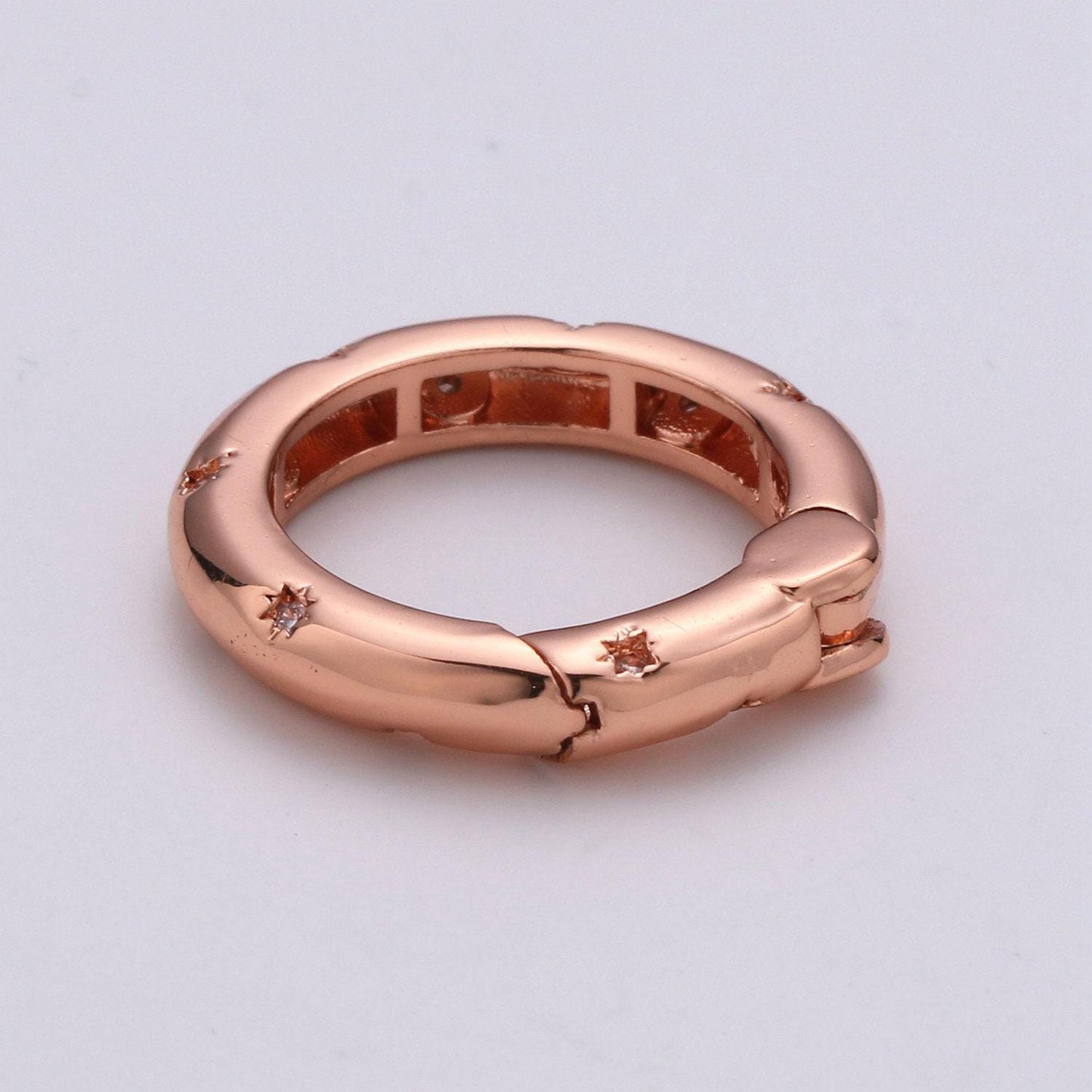 Cz gold spring gate, push gate ring, 20mm round ring charm holder rose gold black gun metal silver clasp for connector charm holder