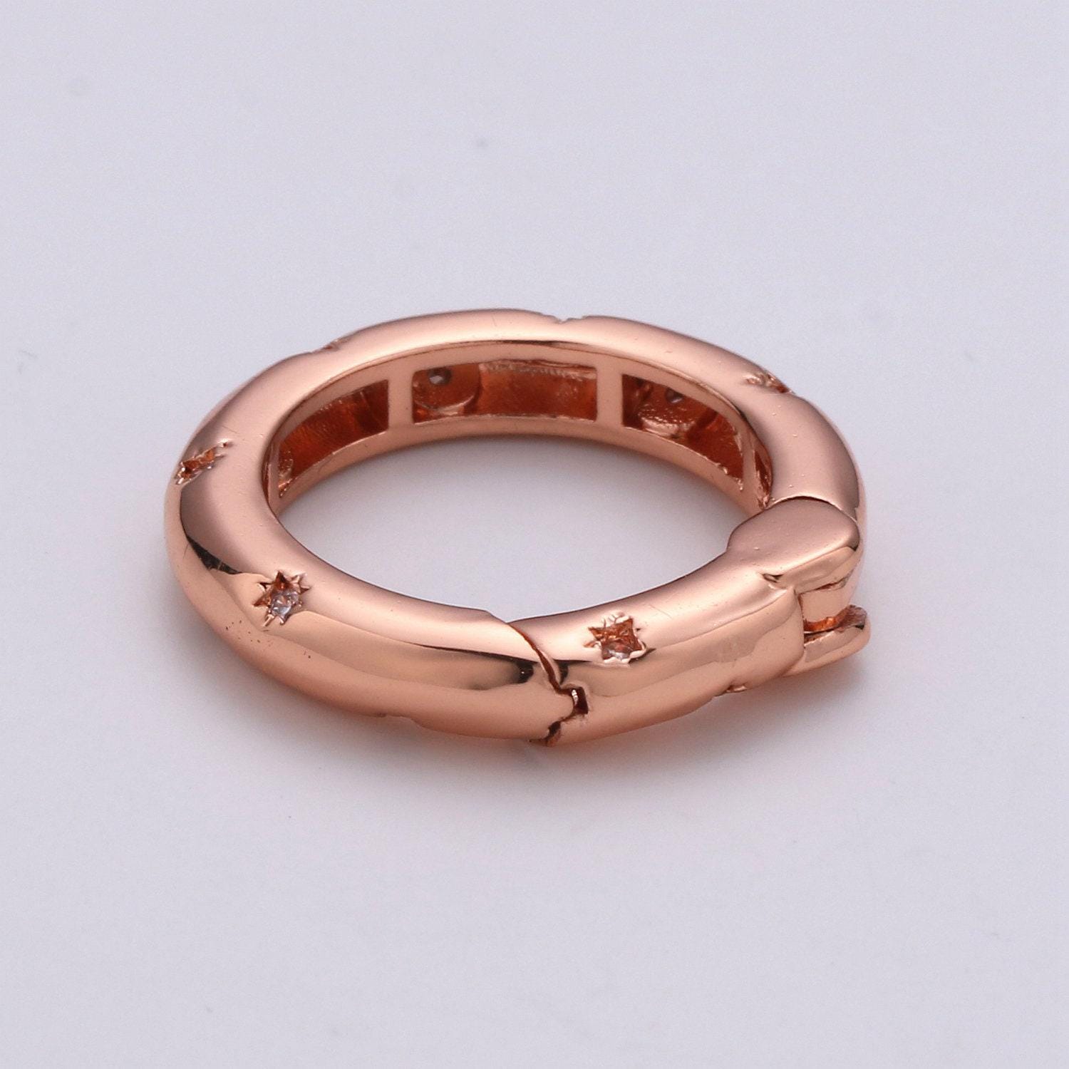 Cz gold spring gate, push gate ring, 20mm round ring charm holder rose gold black gun metal silver clasp for connector charm holder