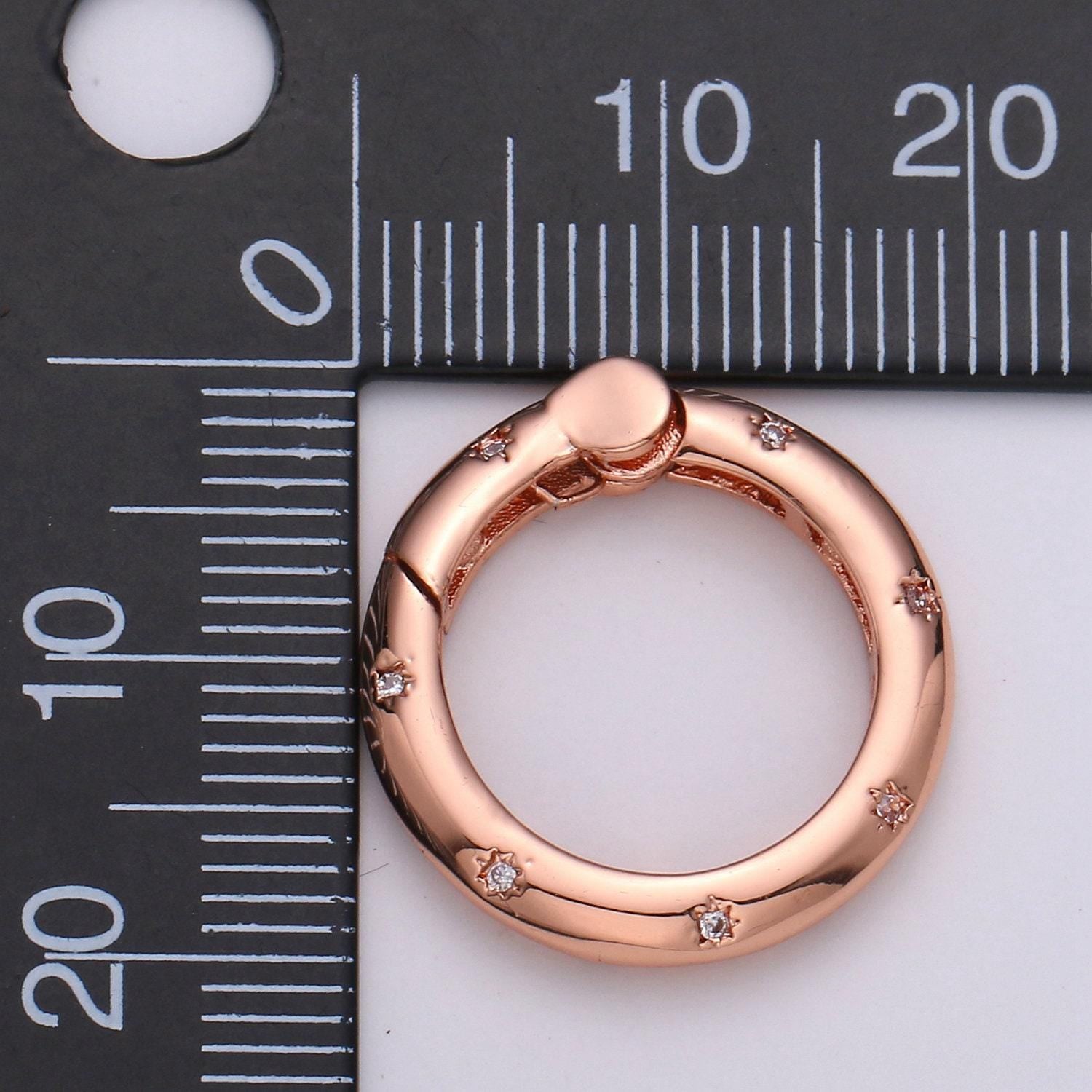 Cz gold spring gate, push gate ring, 20mm round ring charm holder rose gold black gun metal silver clasp for connector charm holder