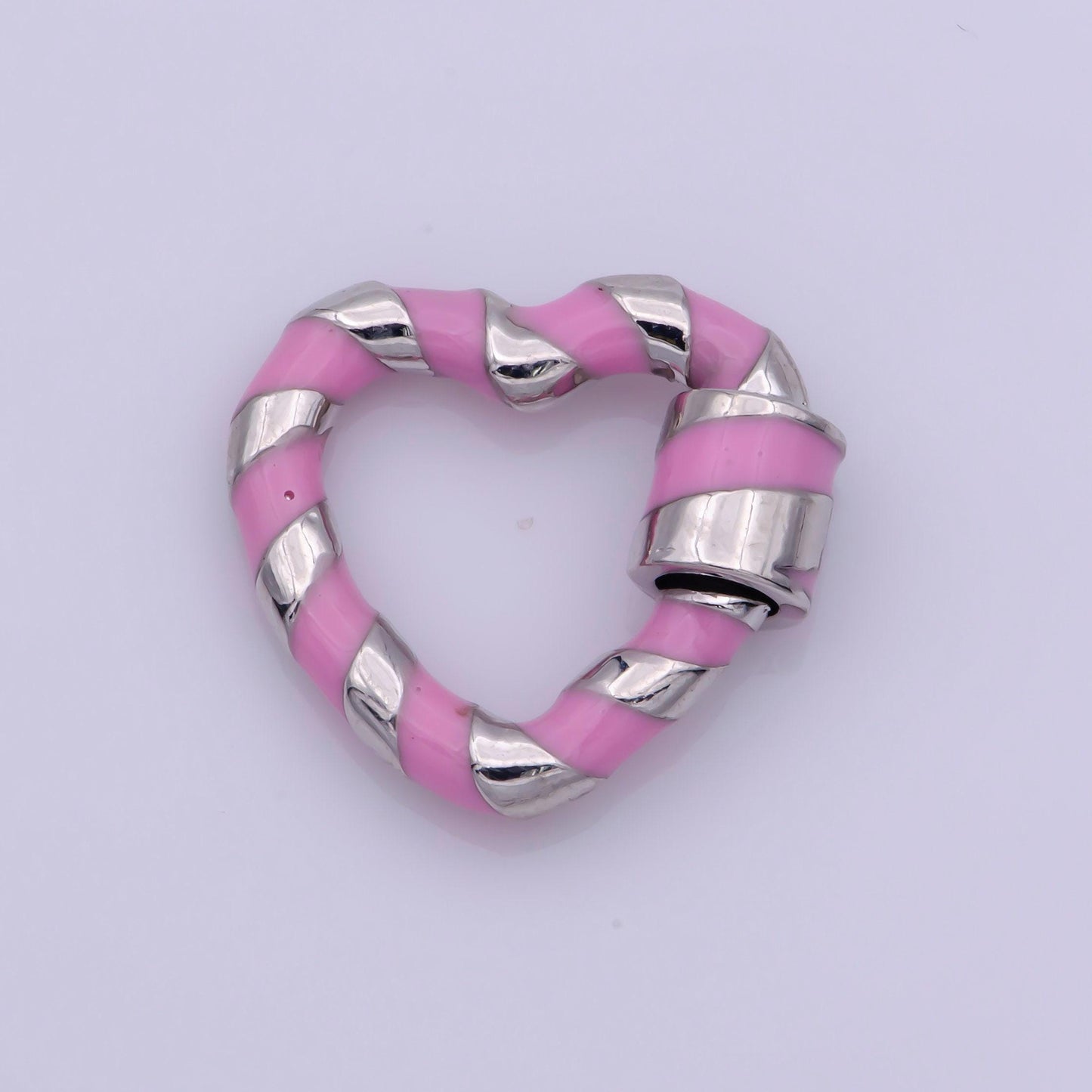 Silver heart shaped carabiner clasp, screw in enamel clasp for bracelet necklace jewelry making supplies y2k jewelry christmas happy holiday