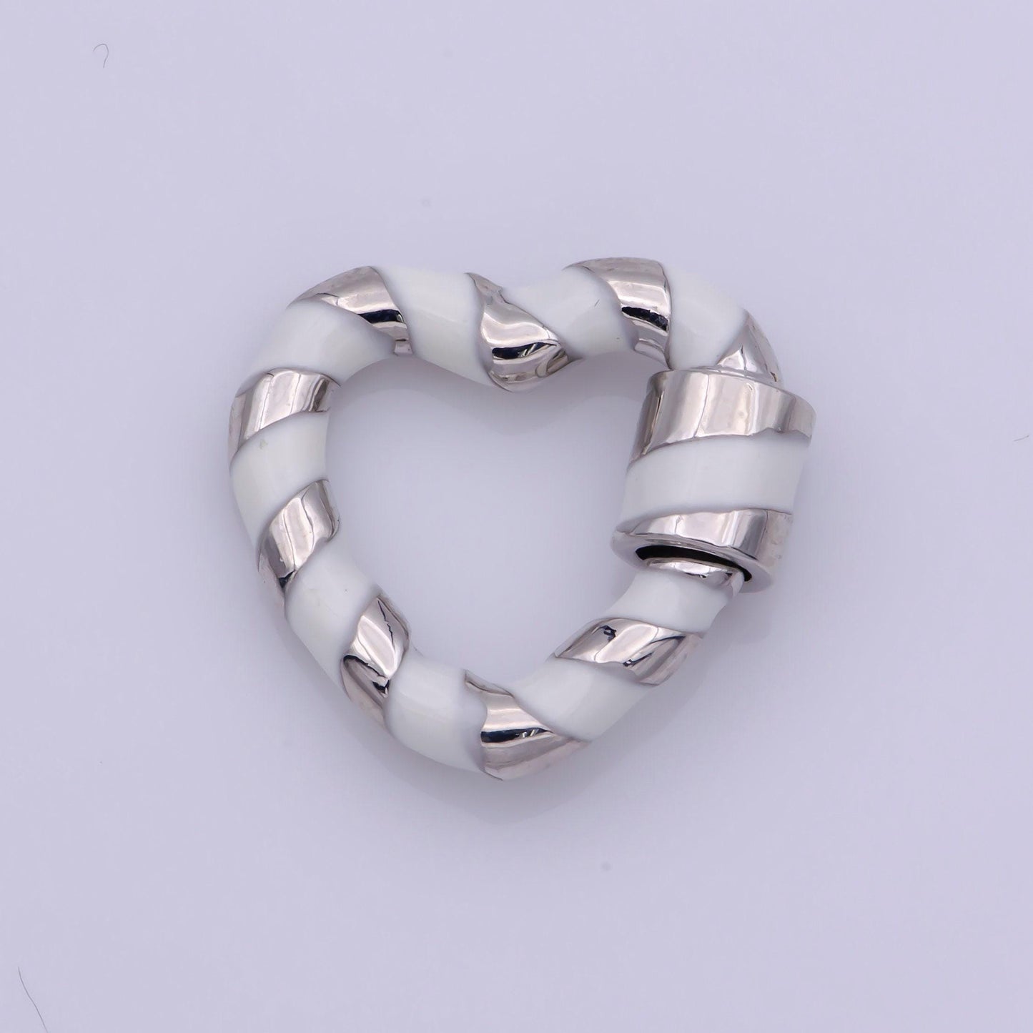 Silver heart shaped carabiner clasp, screw in enamel clasp for bracelet necklace jewelry making supplies y2k jewelry christmas happy holiday
