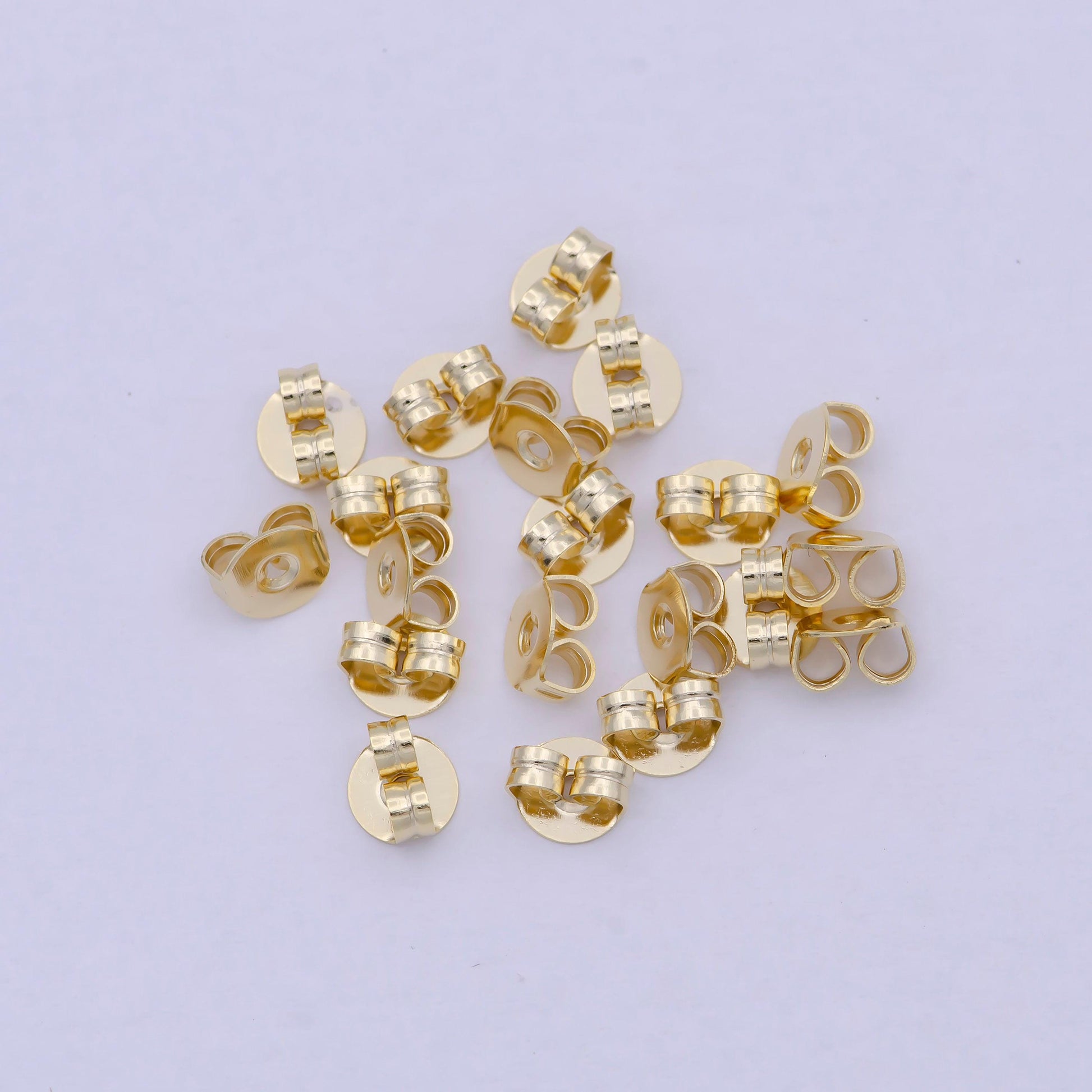 10 pair gold earring backs, earring stoppers, butterfly earring backs, clutch earring backs, jewelry finding k-595