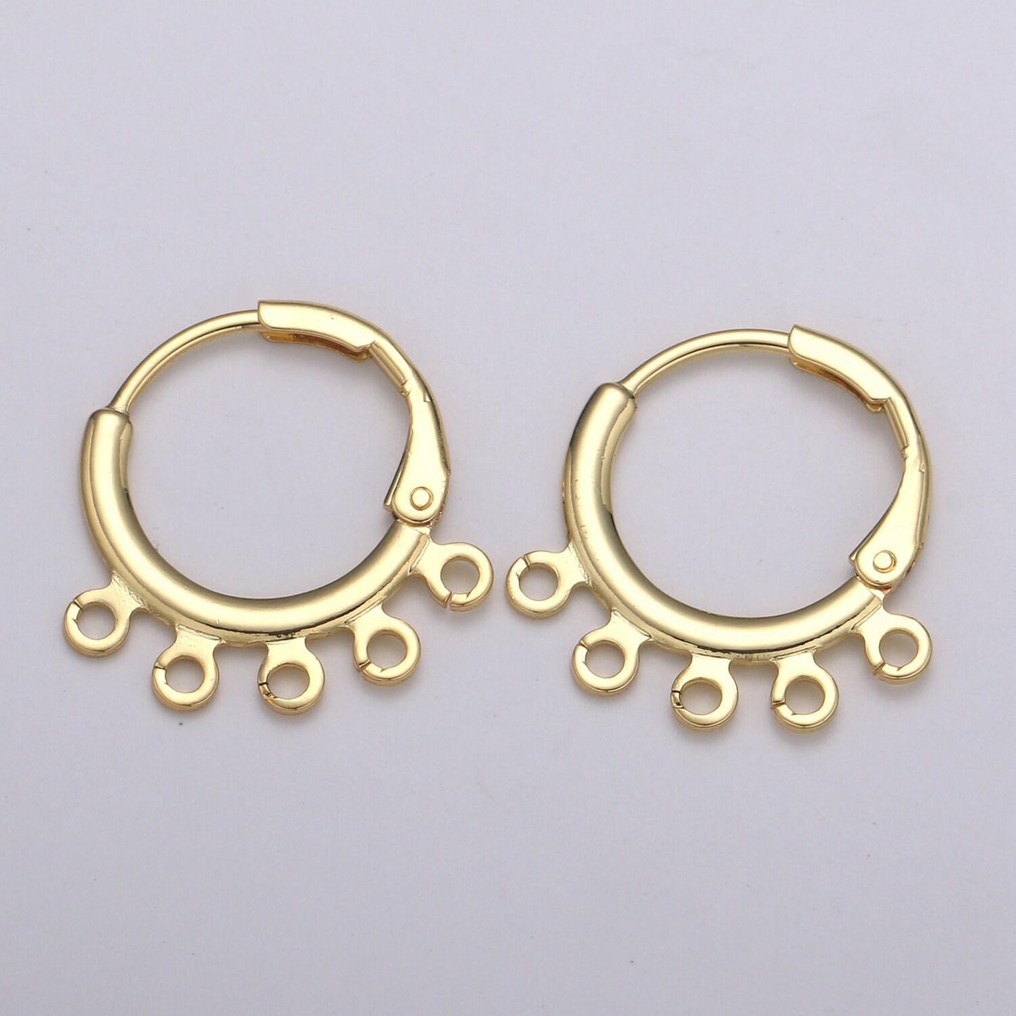 1pair gold hoop earring thin hoop earring supplies with open link for charm chandelier ring 3,4,5 holes for diy earring jewelry supp 1135