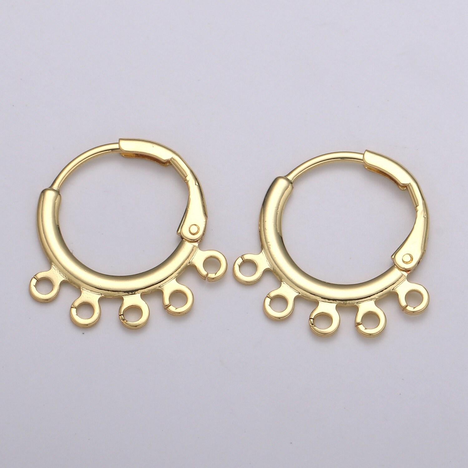 1pair gold hoop earring thin hoop earring supplies with open link for charm chandelier ring 3,4,5 holes for diy earring jewelry supp 1135