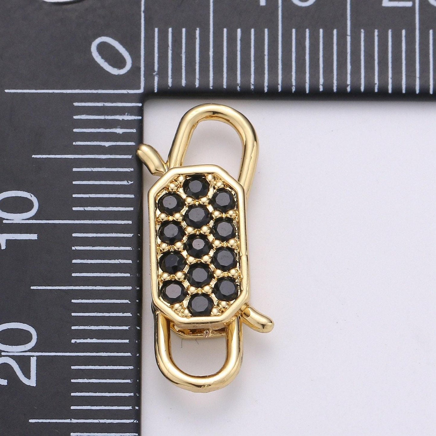 1x gold cz micro pave clasp rectangle lock, interlock micro pave clasp fastener for bracelet necklace clear pink black purple supp 725-729