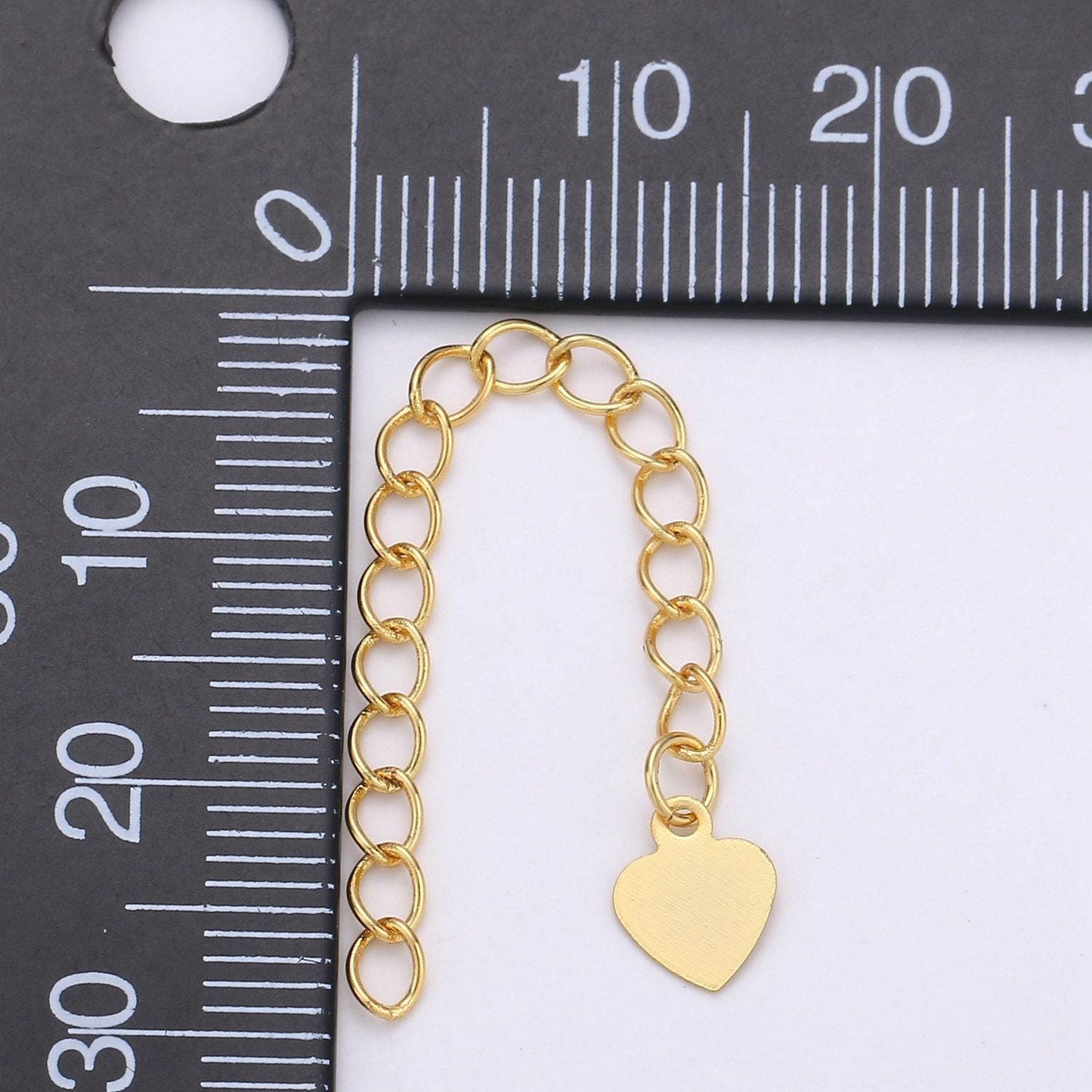 Gold filled chain extender for necklace bracelet supply component findings extenders w/ heart charm, k-624