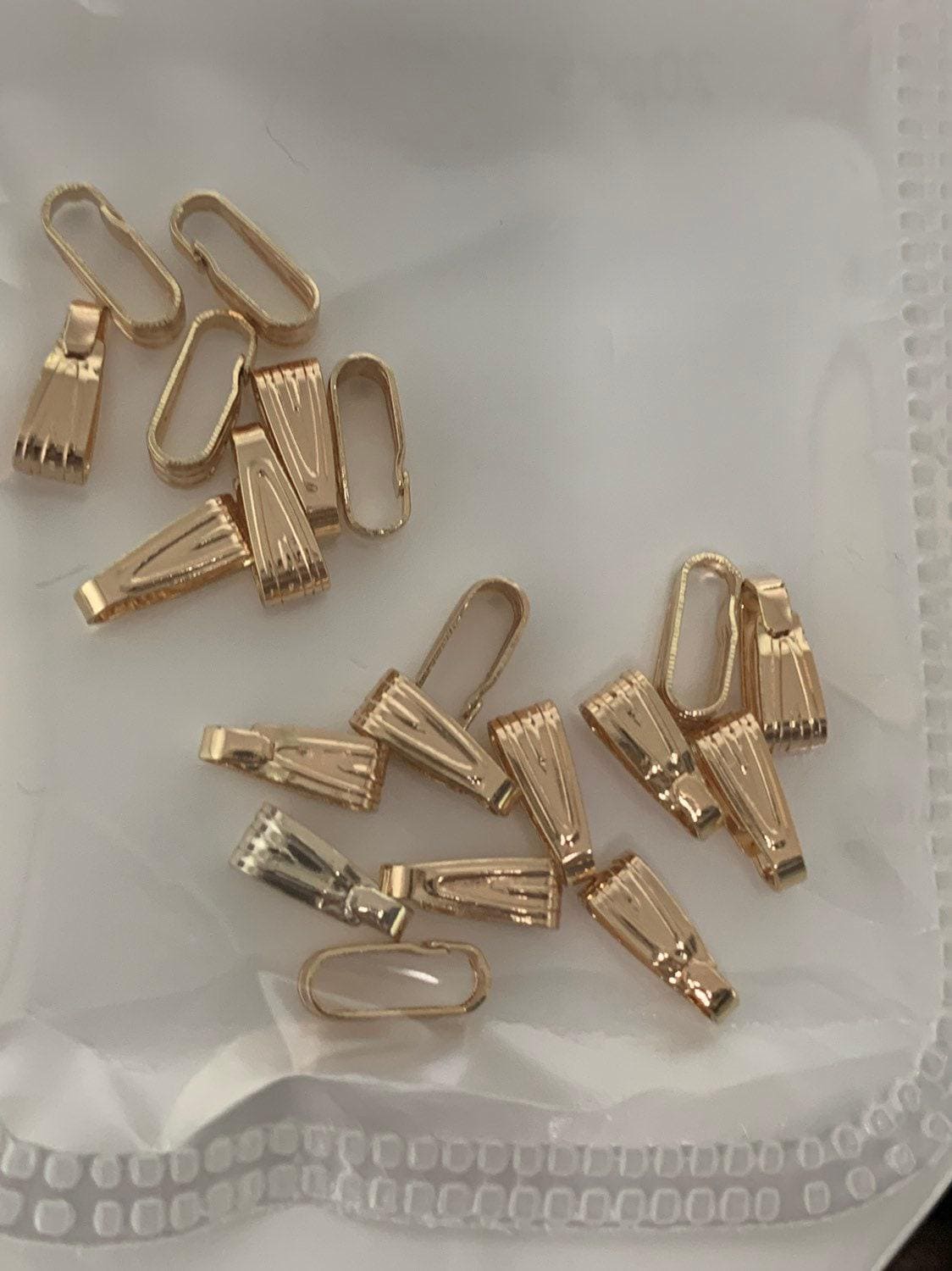 20x bail for pendant snap-on for pendant, clip on bail for necklace jewelry making bulk wholesale findings 18k 8.3x3mm, k-517
