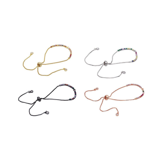 Adjustable gold filled bracelet half semi finished with rubber stopper bolo bracelets tennis bracelet box chain wholesale 1pc / 10pcs, k-508