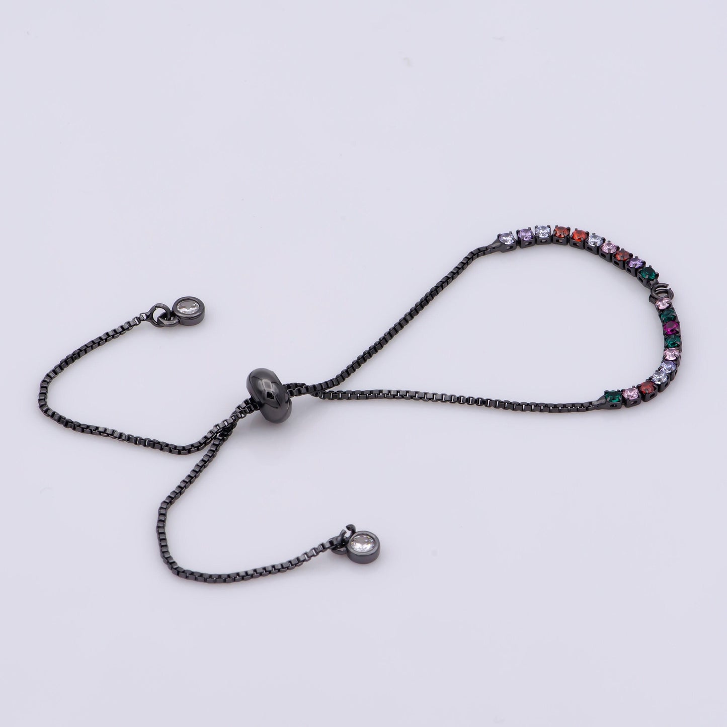 Adjustable gold filled bracelet half semi finished with rubber stopper bolo bracelets tennis bracelet box chain wholesale 1pc / 10pcs, k-508