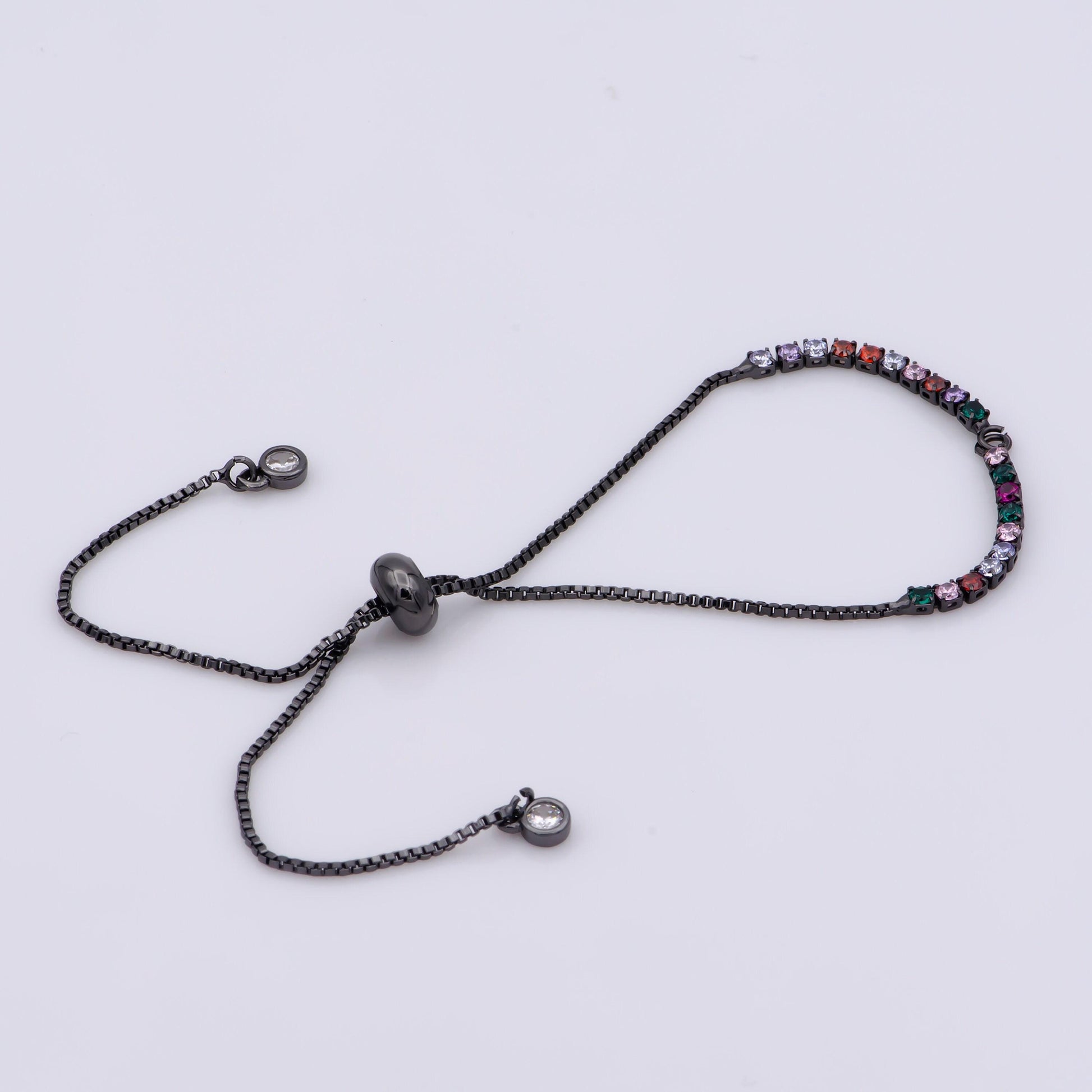 Adjustable gold filled bracelet half semi finished with rubber stopper bolo bracelets tennis bracelet box chain wholesale 1pc / 10pcs, k-508