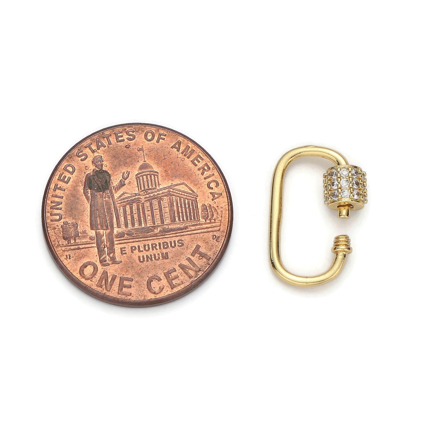 1pc carabiner screw clasp, screw clasp oval, interlocking oval clasp, pave oval shaped carabiner clasps, gold color option-471