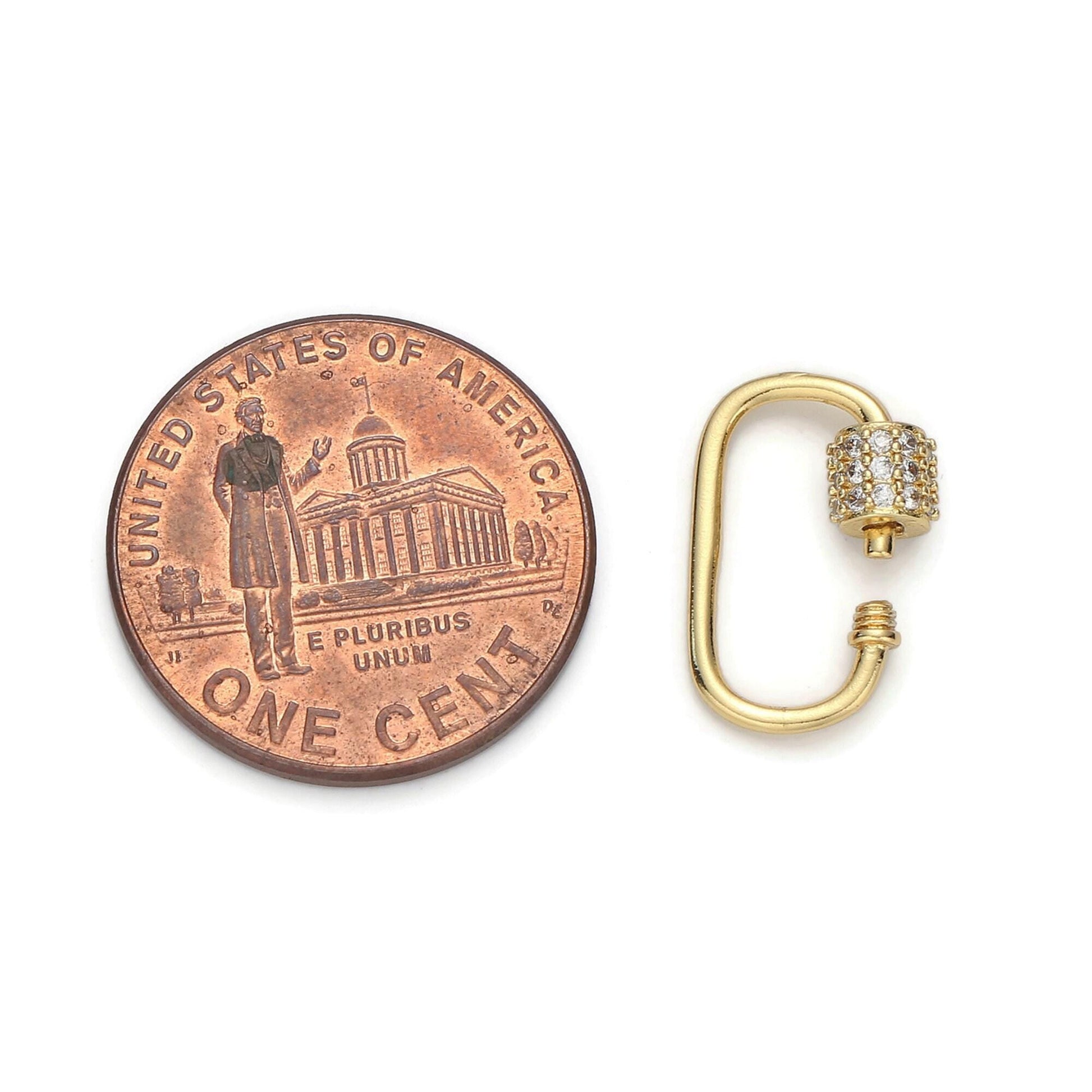 1pc carabiner screw clasp, screw clasp oval, interlocking oval clasp, pave oval shaped carabiner clasps, gold color option-471