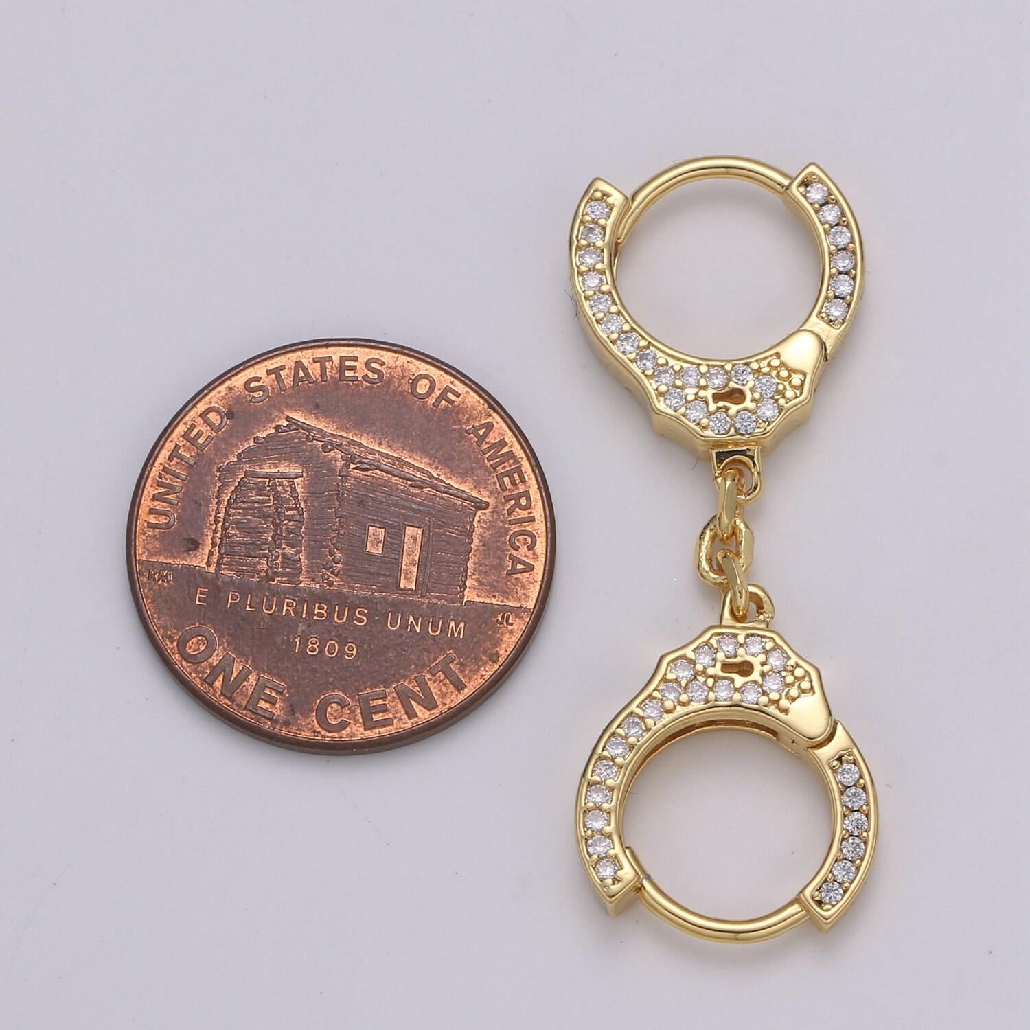 Dainty cubic gold filled hand cuff open key minimalist connector k-468