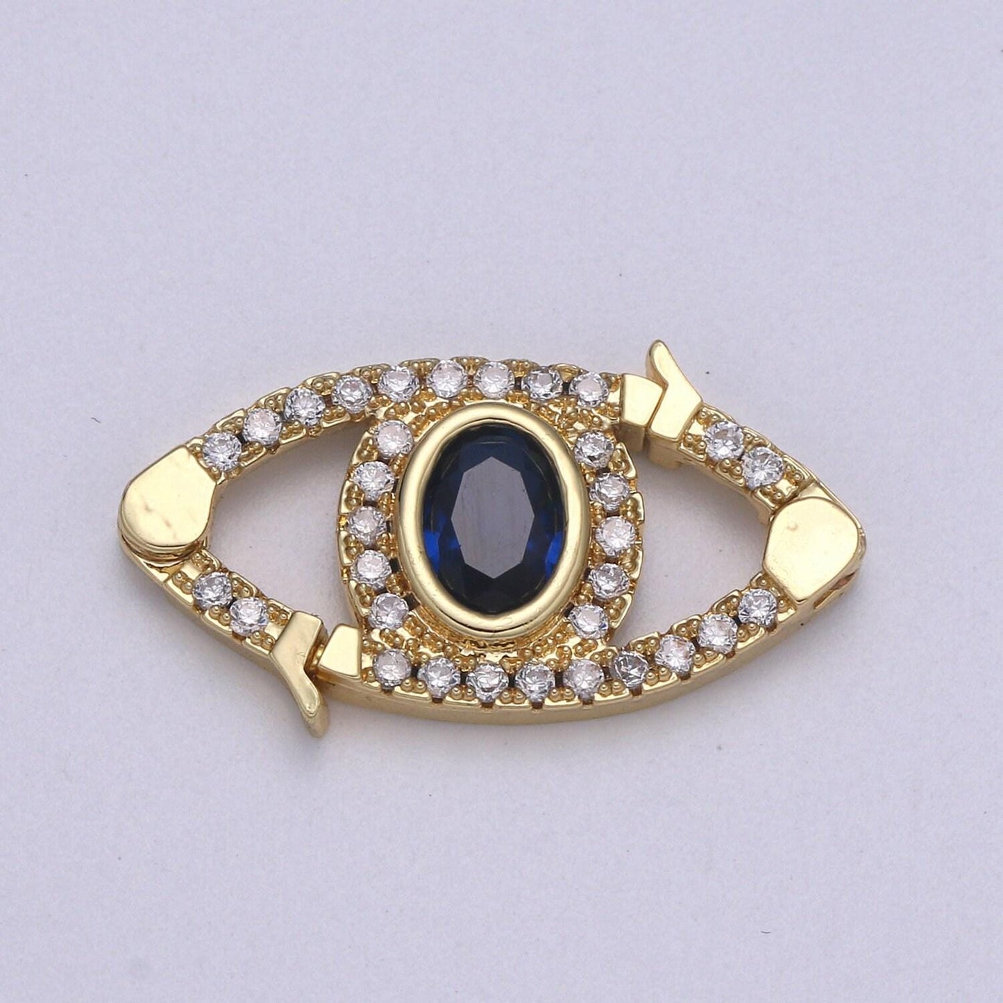 24k gold  cz micro pave clasp evil eye lock clasp, interlock micro pave clasp fastener for bracelet necklace connector clasp supp 1131