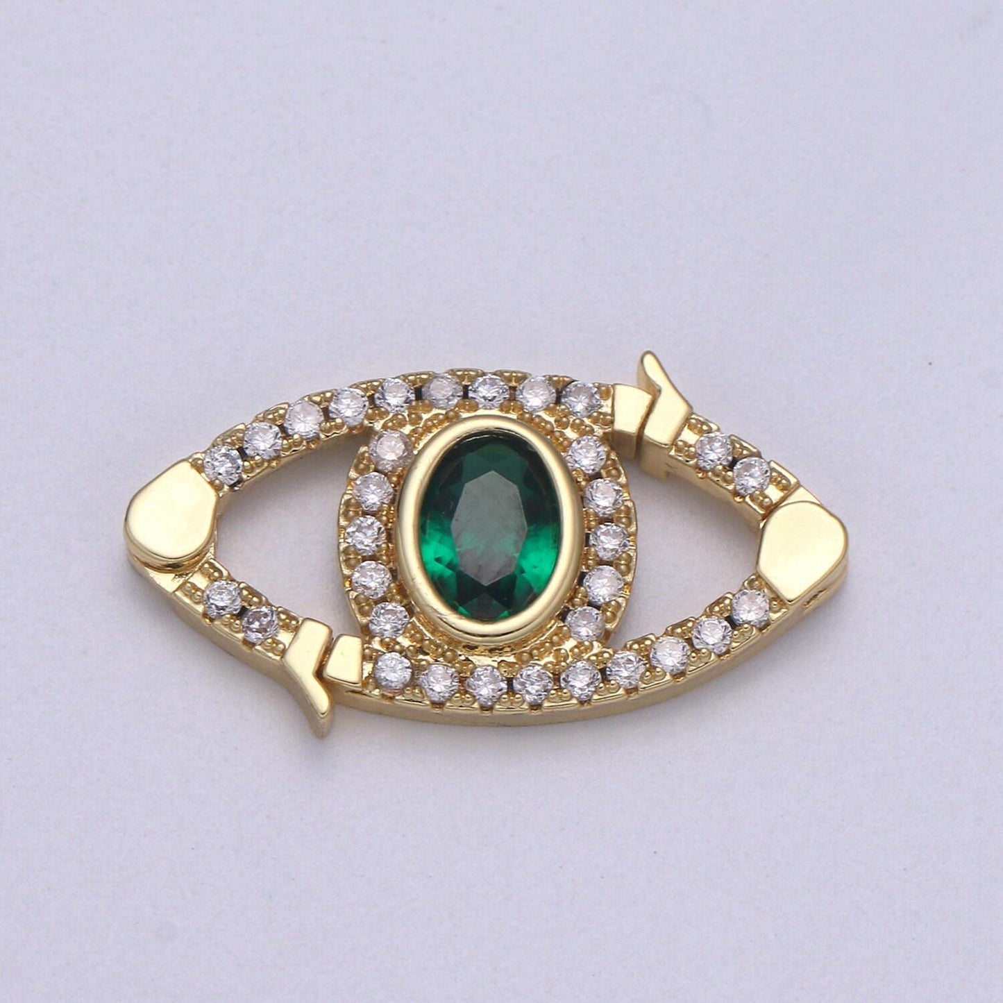 24k gold  cz micro pave clasp evil eye lock clasp, interlock micro pave clasp fastener for bracelet necklace connector clasp supp 1131