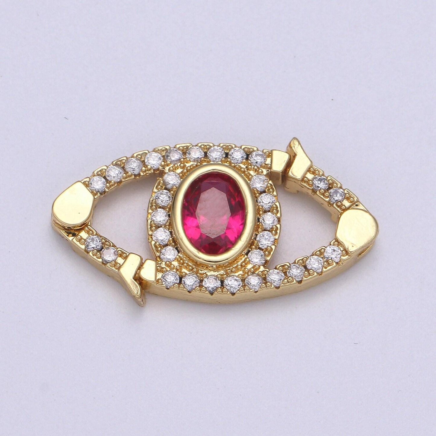 24k gold  cz micro pave clasp evil eye lock clasp, interlock micro pave clasp fastener for bracelet necklace connector clasp supp 1131