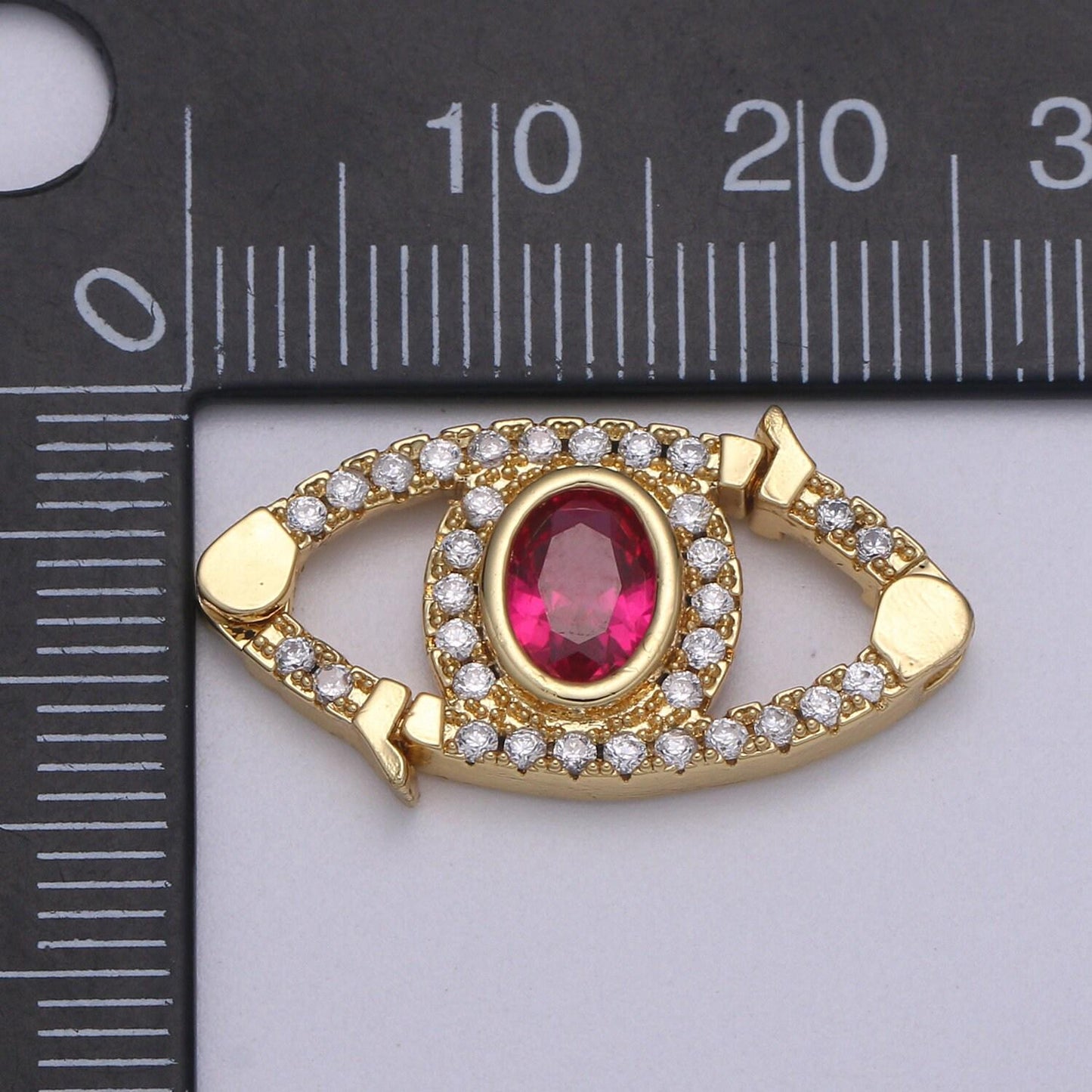 24k gold  cz micro pave clasp evil eye lock clasp, interlock micro pave clasp fastener for bracelet necklace connector clasp supp 1131