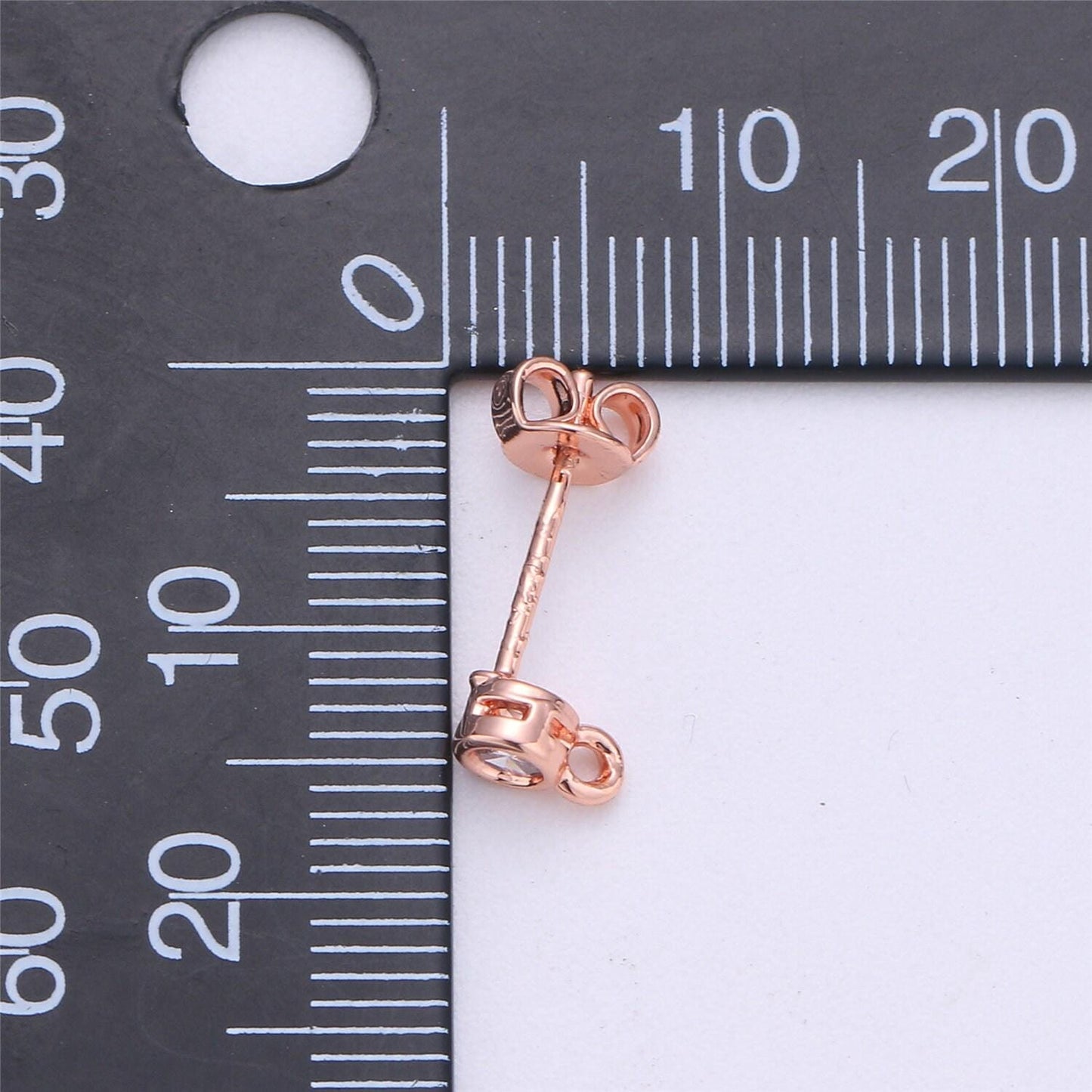 1 pair round 3 mm cz ear stud open link gold filled earring nickel free minimalist earring making post,jewelry making supply, k-326