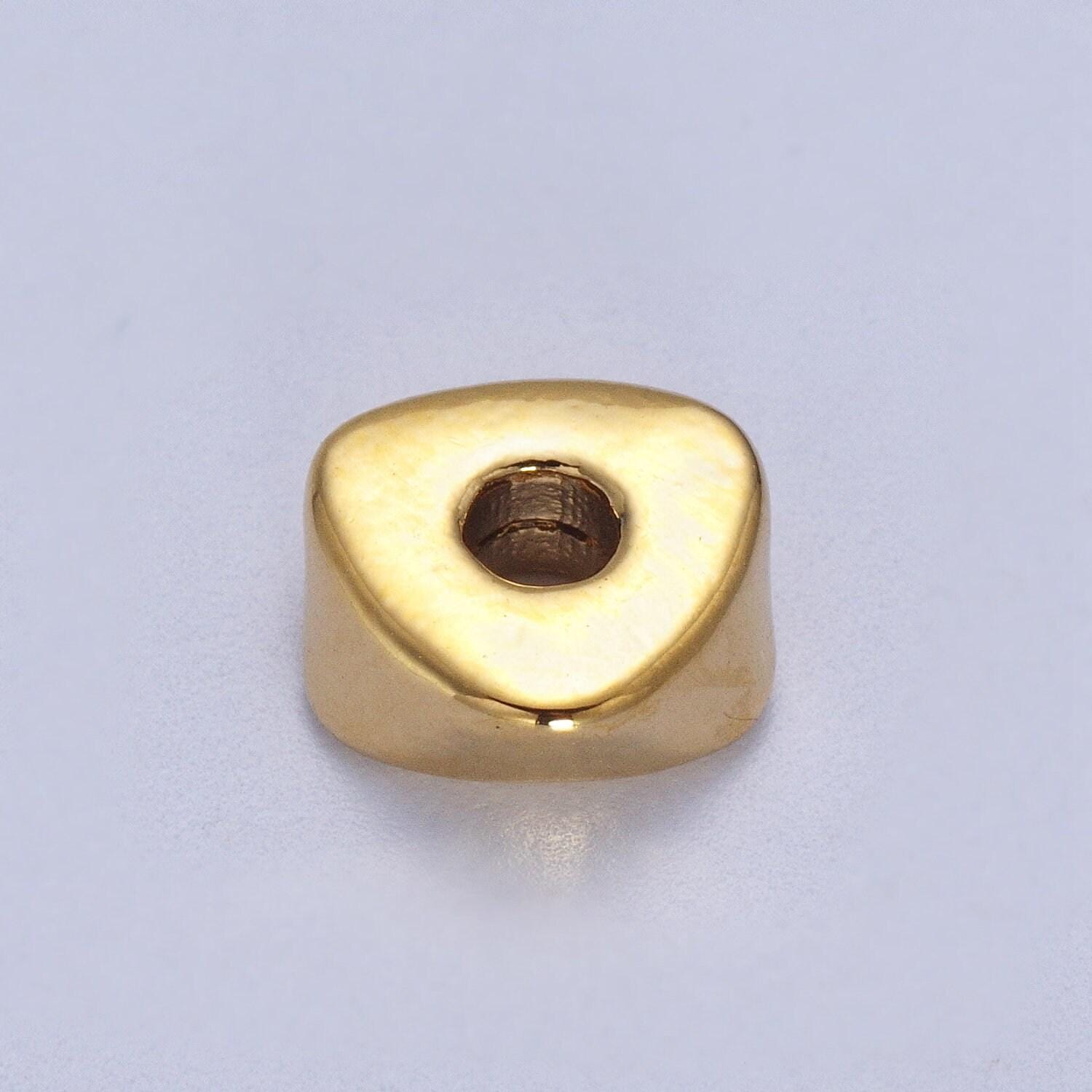 20x mini triangle beads, shiny gold slider beads, tiny bead spacers geometric beads silver triangle bead spacer for necklace bracelet